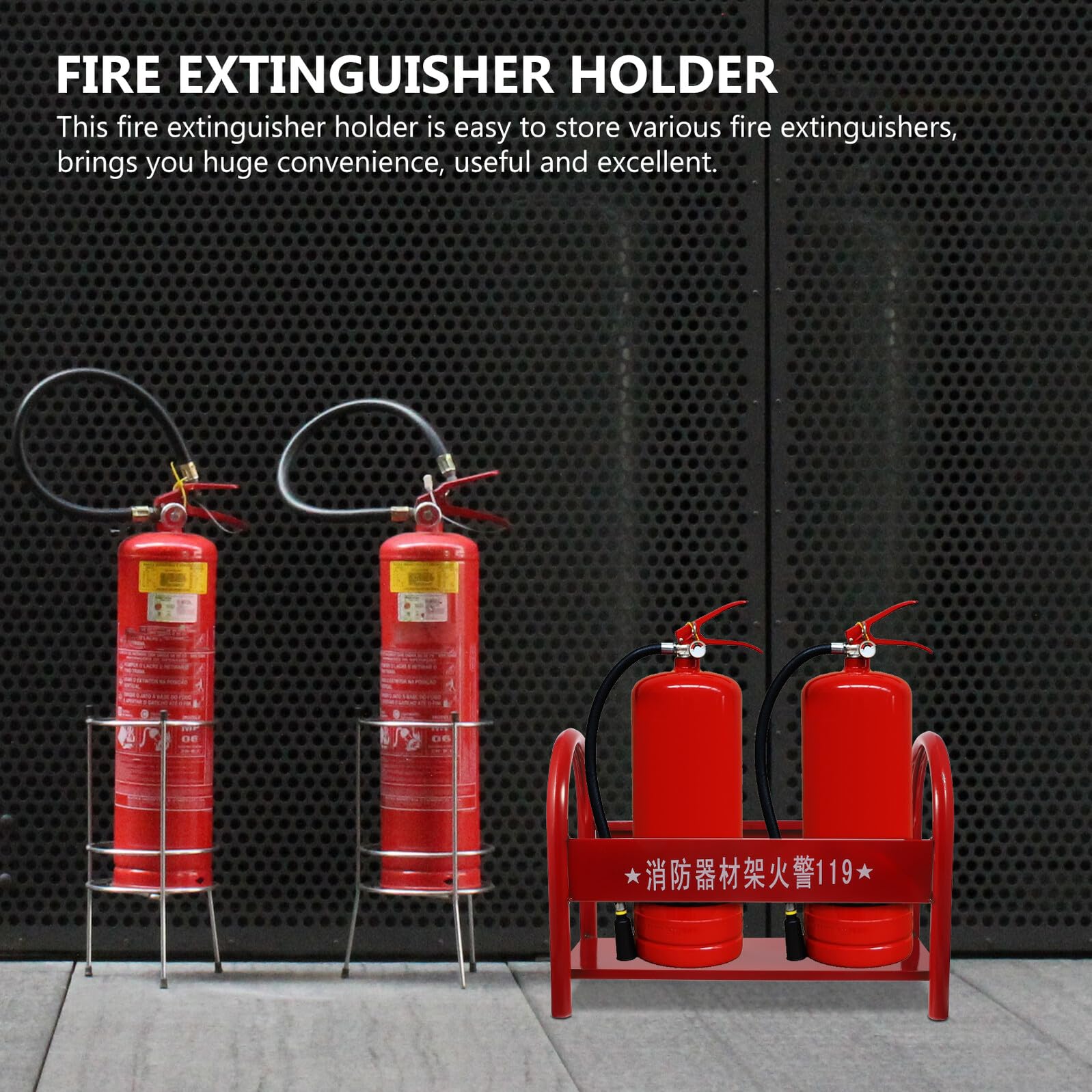 Soporte Metálico para Extintor de Incendios 2-4kg de Hierro | Rojo, Estructura Simple y Firme, para Hogar y Escuela, Base Reforzada de 2-4kg Estilo Aleatorio