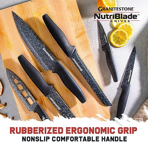 Miniatura 7 de Granitestone Juego de utensilios de cocina antiadherentes originales de 18 piezas y cuchillos Nutriblade de acero inoxidable ultra afilados,