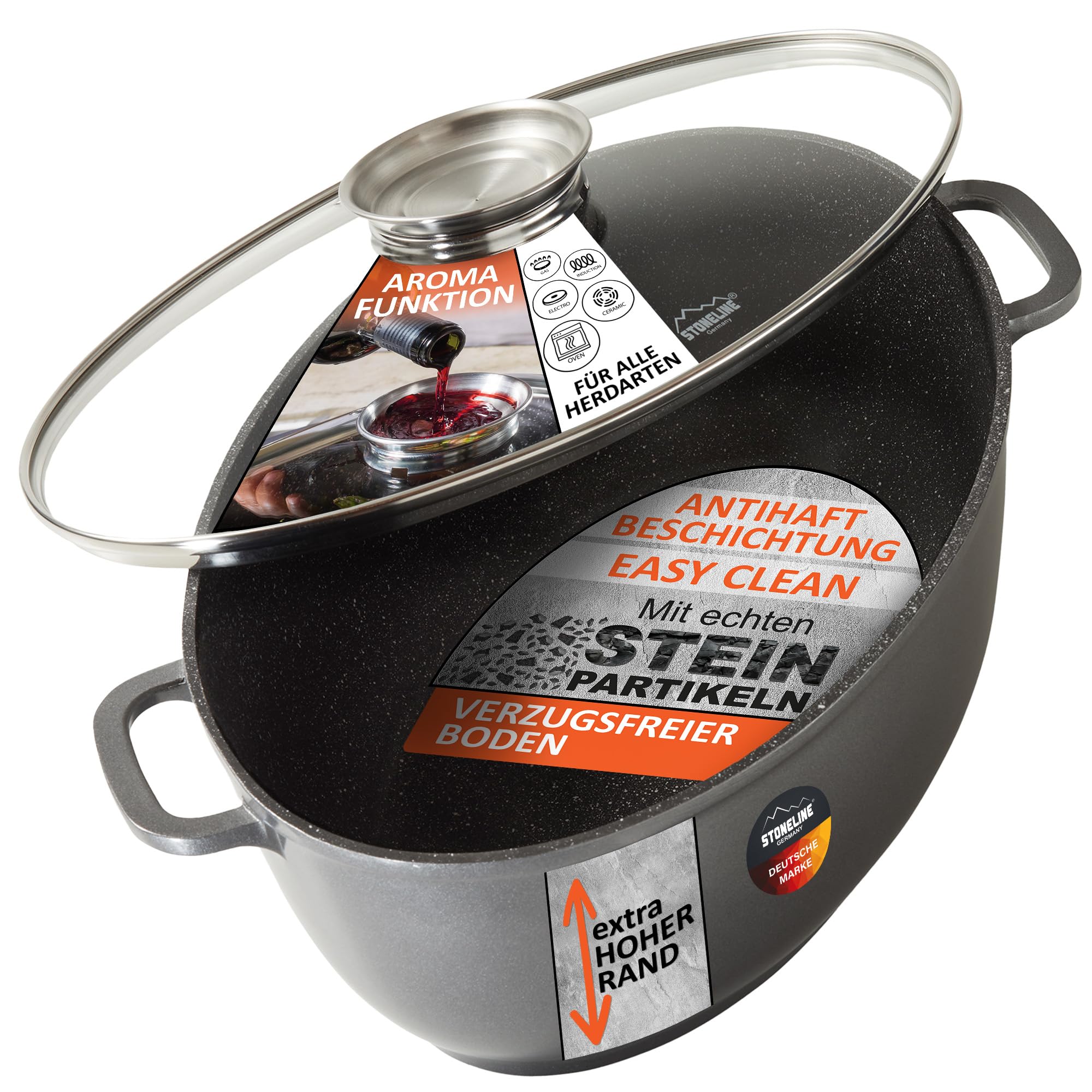STONELINE Cocotte Ovale, 38,8x26,3 cm, Fonte d'Aluminium, Fonction Aromatique