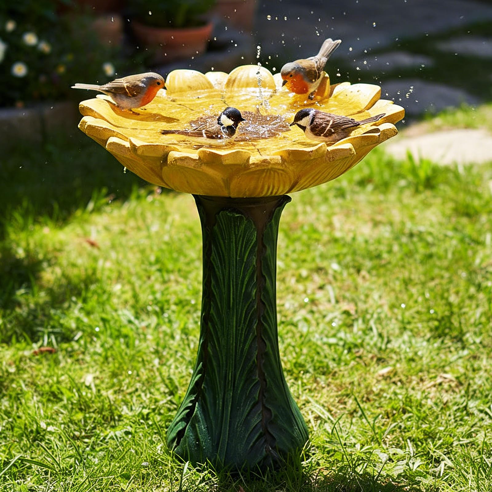 SKYFIRE Sunflower Concrete Bird Bath