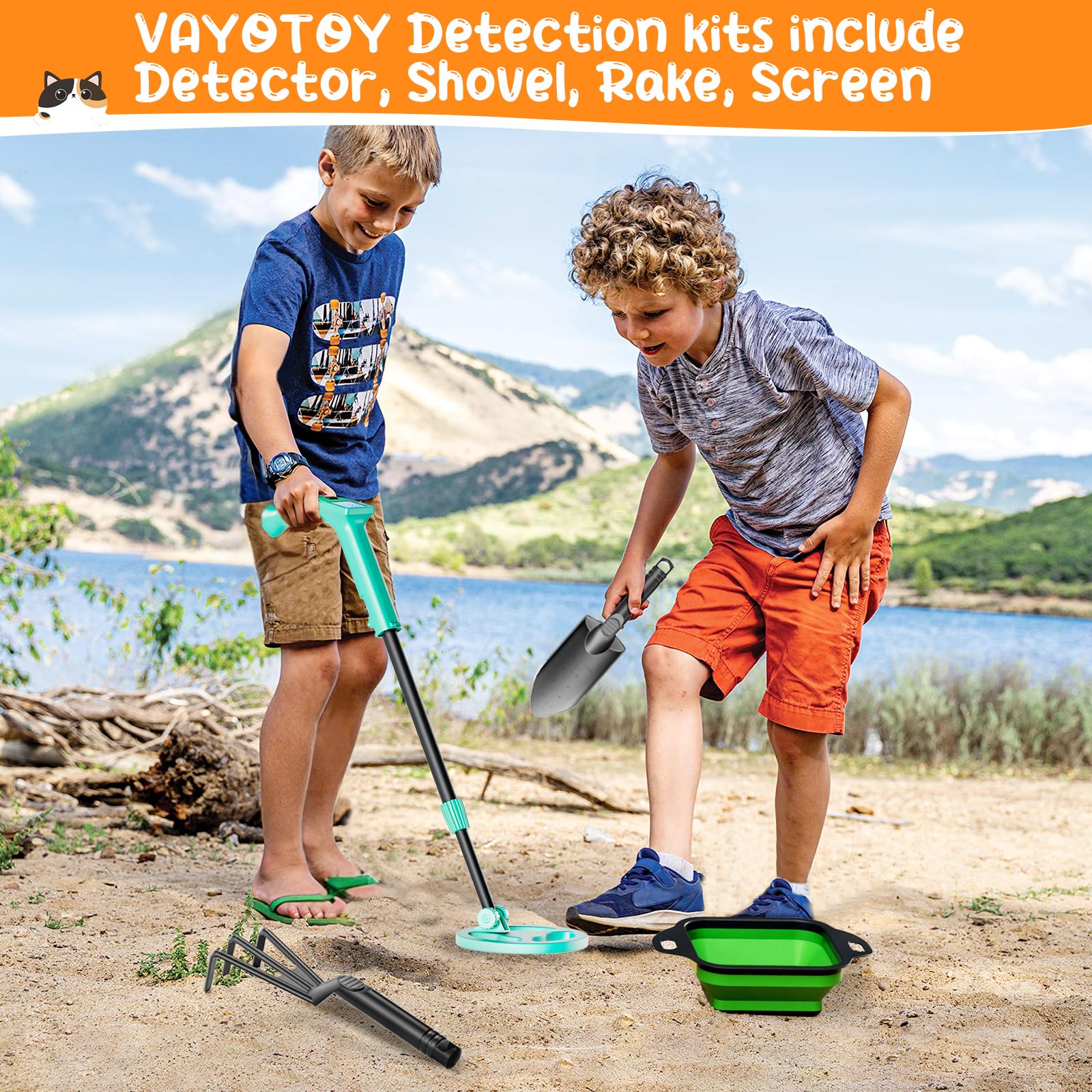Detector de Metales Niños, Metales Detector con Bobina Impermeable de 18 cm con Pantalla LCD, Detector de Metales Muy Sensible con Bobina de Investigación Impermeable para Niños o Principiantes