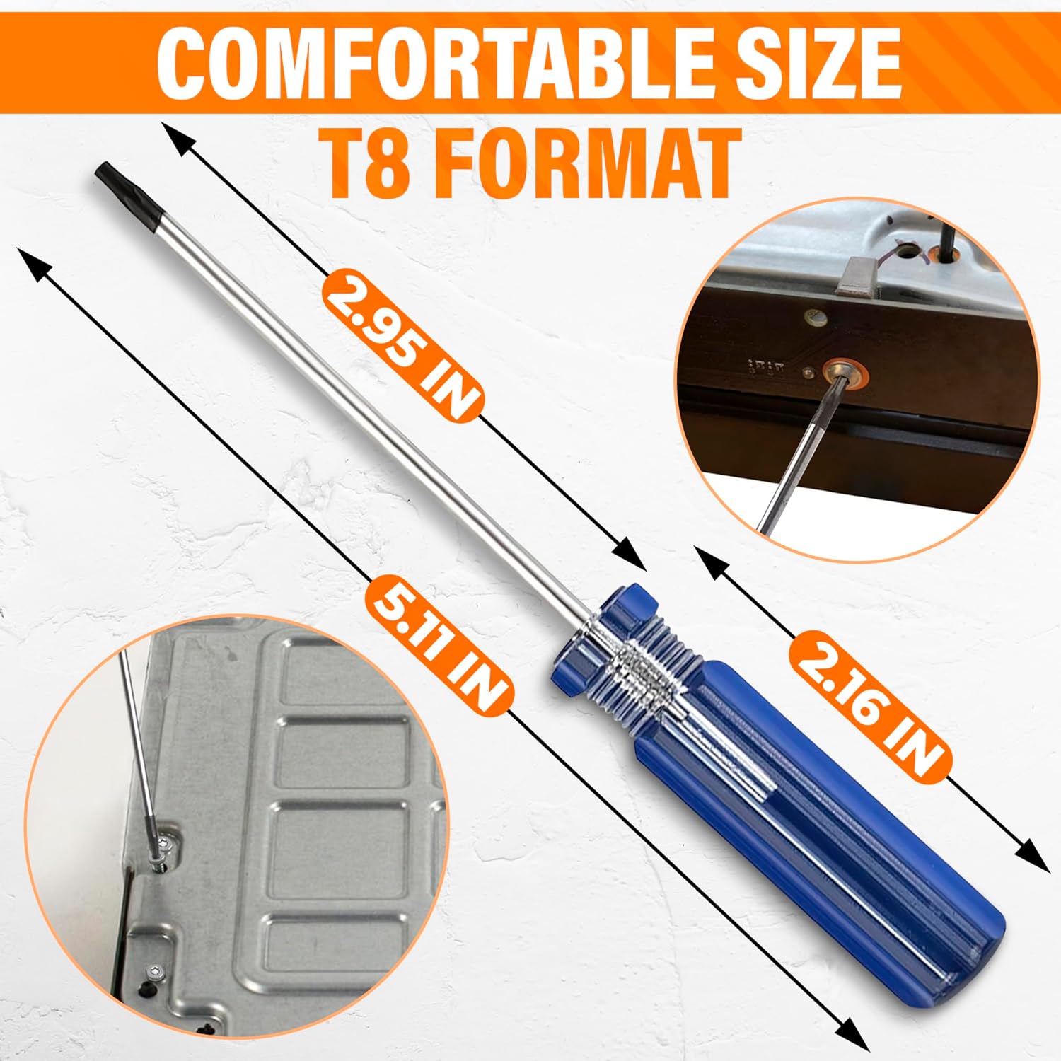 2-Pack T8 Torx Screwdriver - Good for Repair Work, DIY, Electronics & Controllers | Durable Carbon Steel Torx T8 Screwdriver 5.11", Quality Magnetic Head, Non-Slip Handle TR8 driver