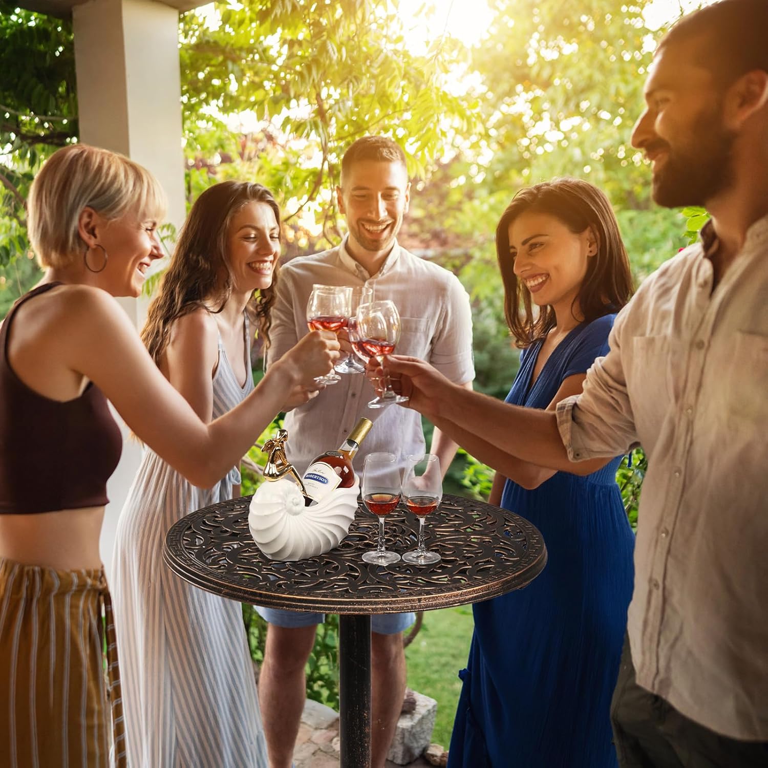 Vasitelan 40-Inch Cast Iron Patio Bar Table,Outdoor Bar Table,Round Pub Table