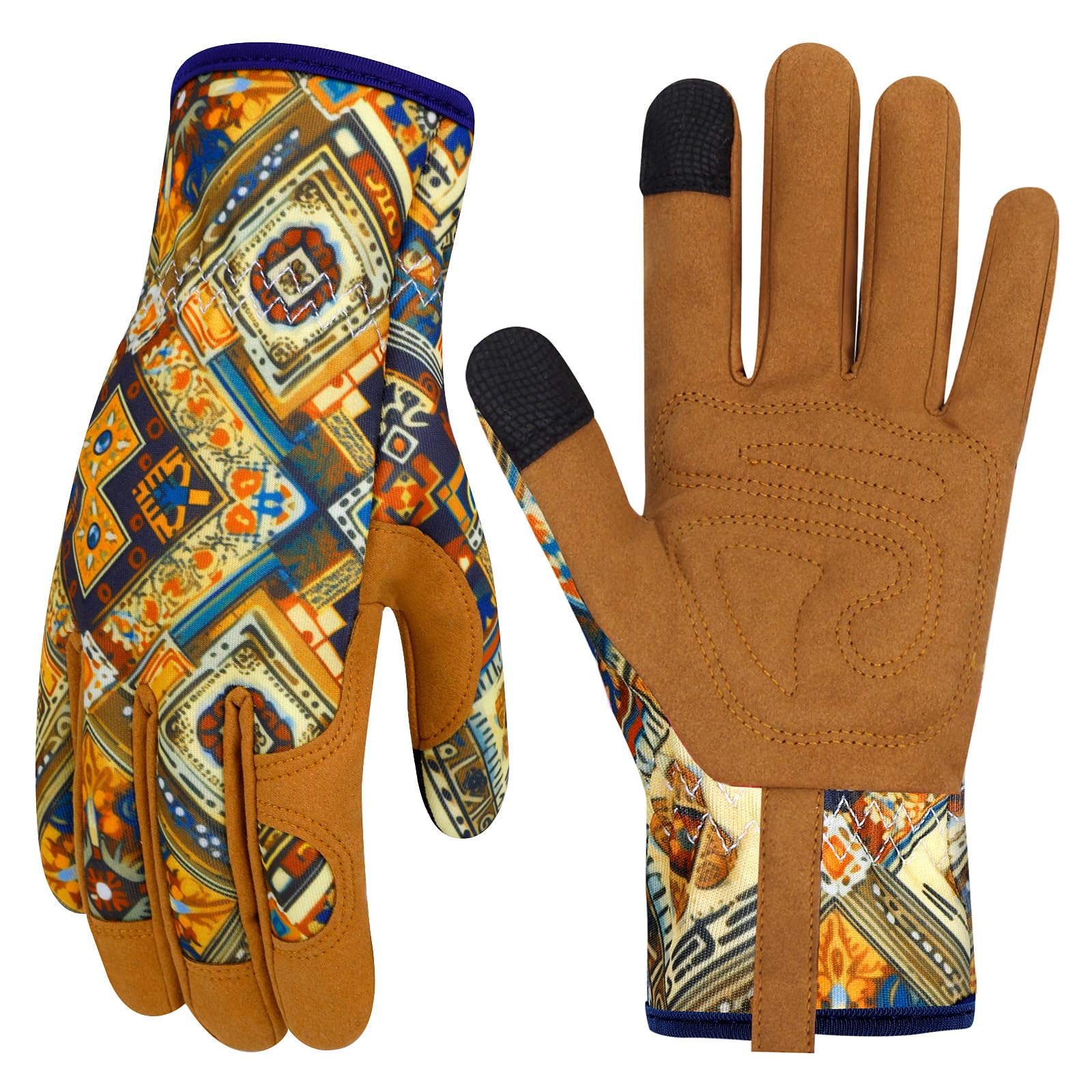 Gants de Jardin en Cuir pour Femmes Gants de Jardin Résistant à L'épingle Écran Tactile Gants de Travail Cadeaux, M