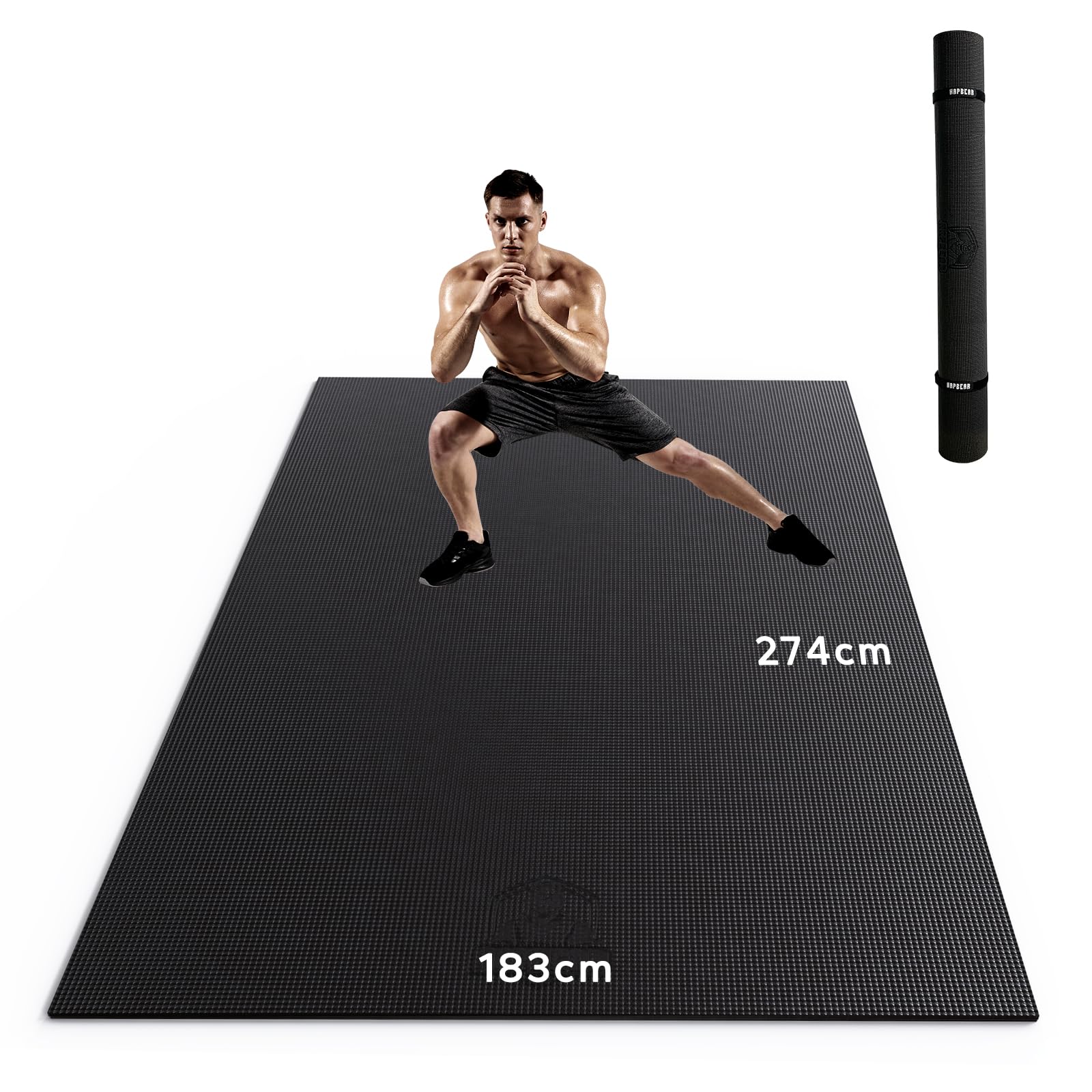 HAPBEAR Esterilla Deporte Grande, 366×183cm/305x183/274x183/244x183×8mm, Alfombra Gimnasio Antideslizante, Esterilla Fitness para Entrenamientos Caseros, Pilates, Aptitud, Gimnasia