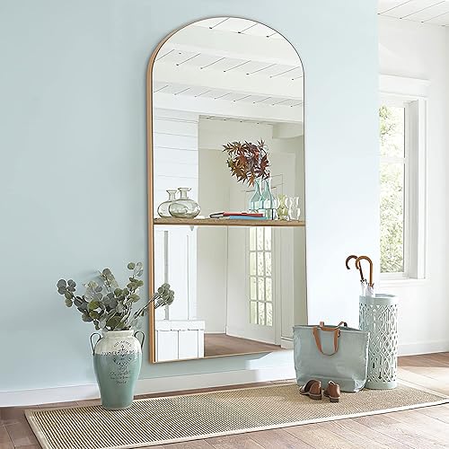 Trvone - Espejo de cuerpo completo de 71 x 28 pulgadas, marco delgado de madera, para colgar o apoyado contra la pared, espejo de dormitorio, espejo