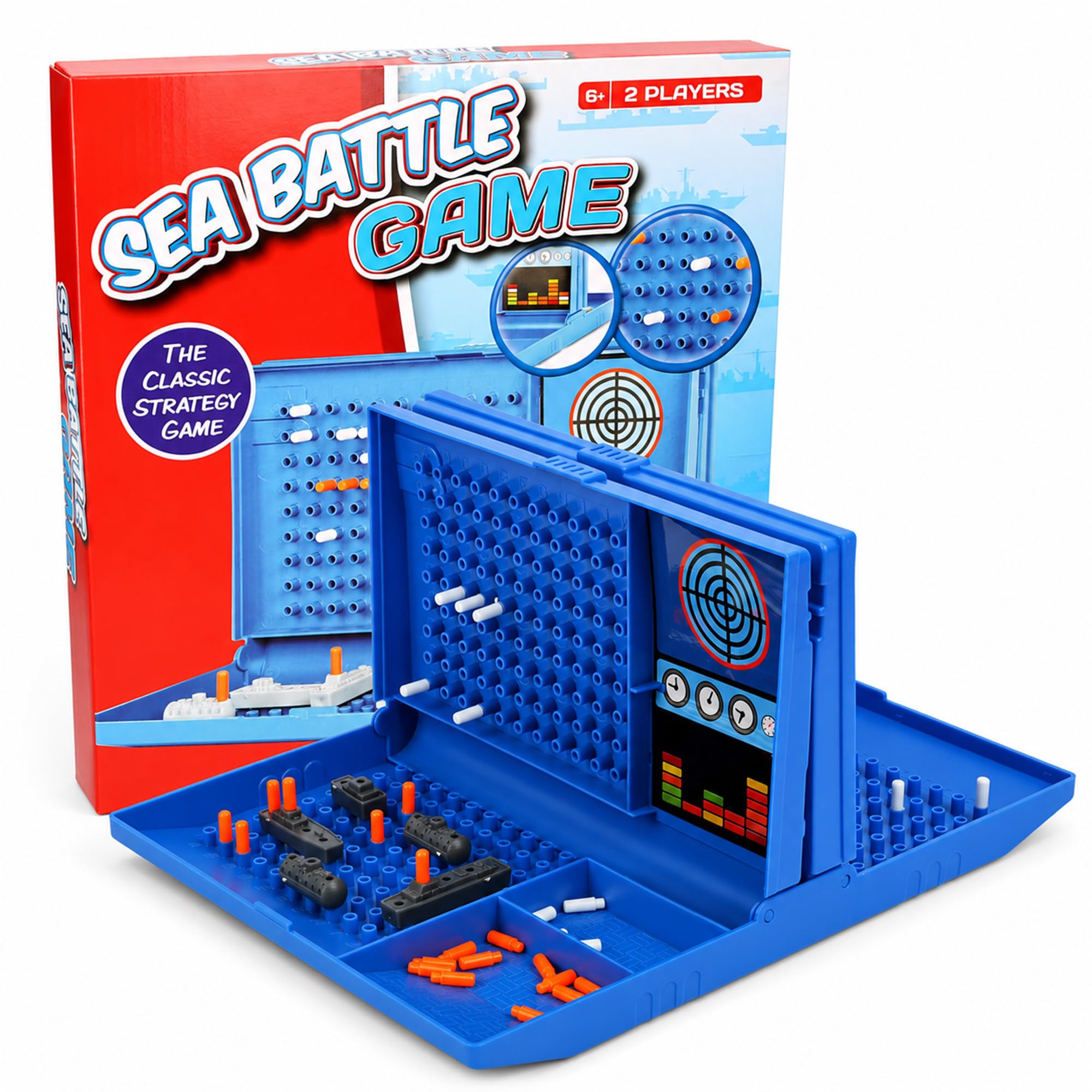 Sea Battle Game | 2 Player Strategy Board Game, Fun Interactive Travel Game, Sink the Battle and War Ships, For Children and Adults (Medium)