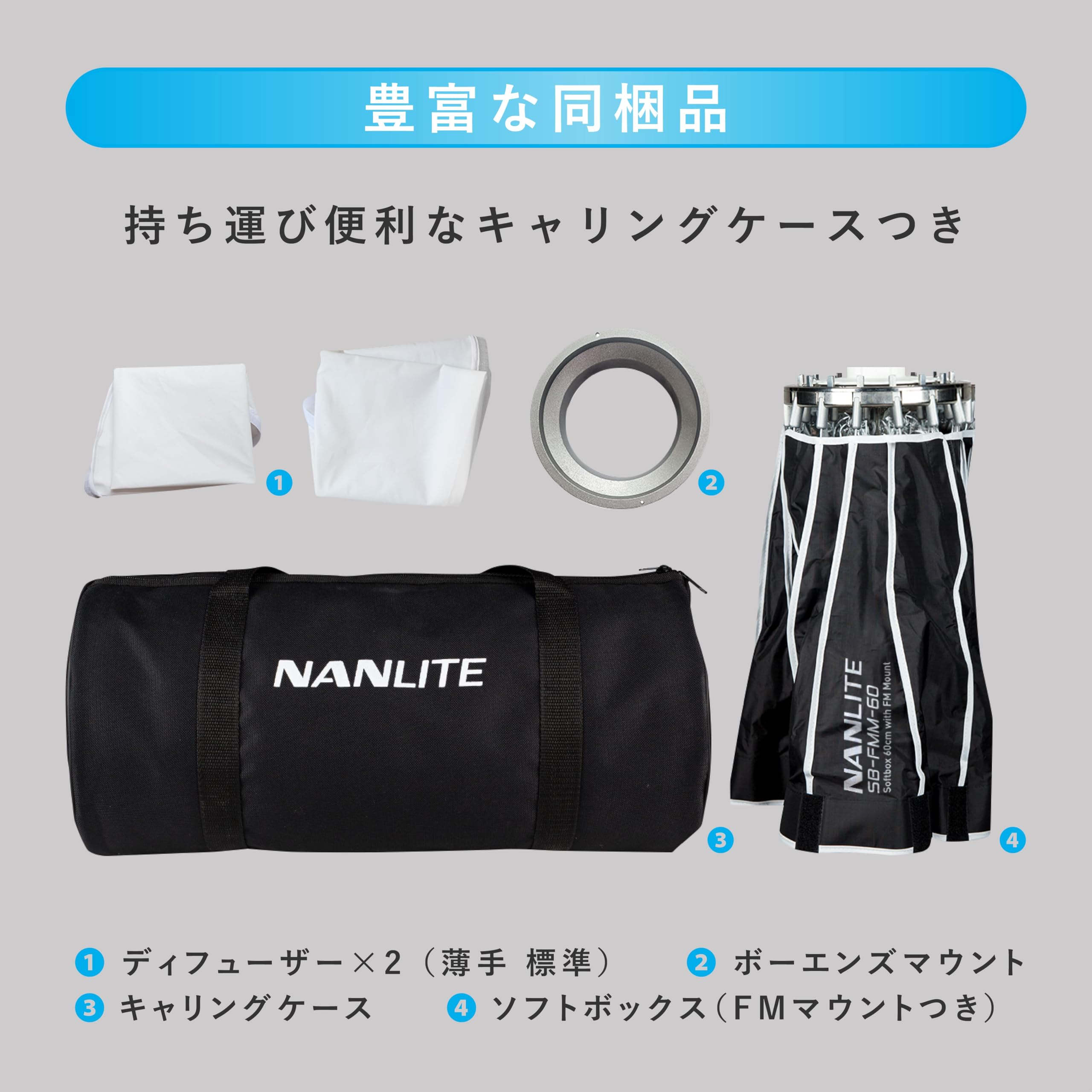Amazon | NANLITE パラボリックソフトボックス 60cm ソフトボックス 