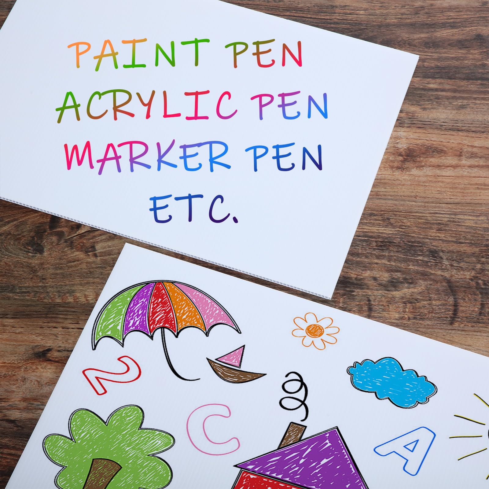 Kigley 60 Pack Blank Yard Signs with Stakes Corrugated Plastic Lawn Sign 12 x 16 Inch Double Sided Garden Yard Signs Waterproof Outdoor Sign for Garage Sale Party Open Houses Commercials (White)