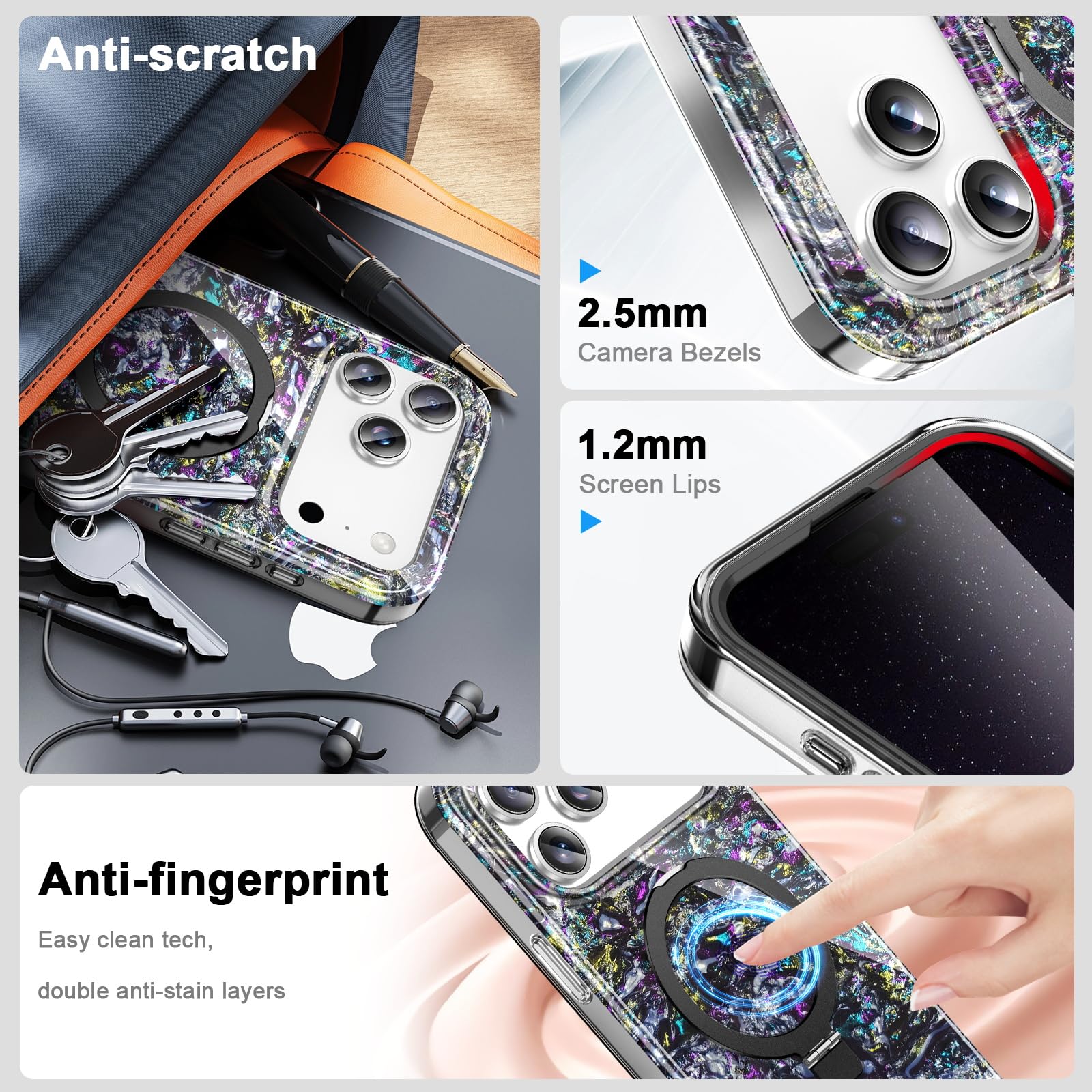 ZHK Custodia per iPhone 17 Pro con supporto magnetico invisibile, nero