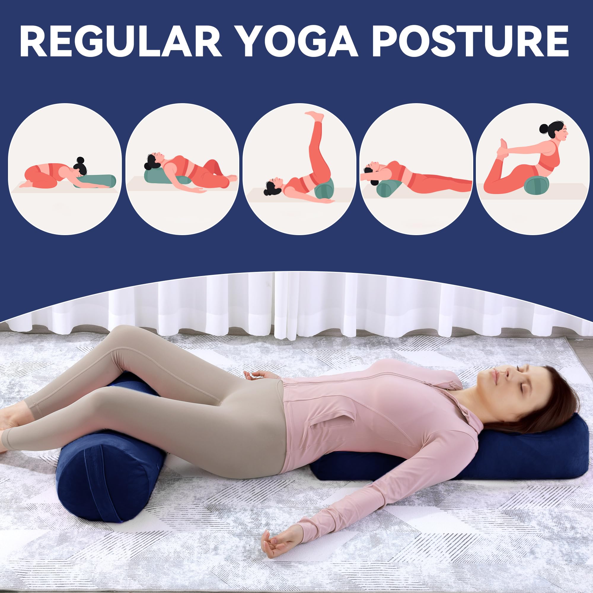 ROYALAY 2 Pcs Yoga Bolster Pillow for Restorative Yoga