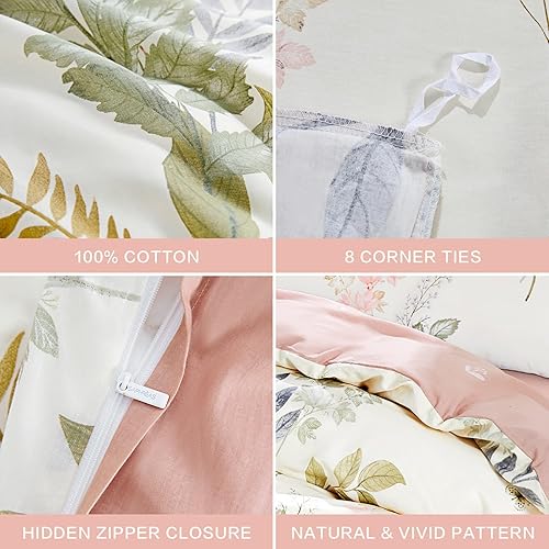 Miniatura 53 de SAPHREAS Juego de funda de edredón de hojas botánicas, tamaño King, 3 piezas, hojas amarillas, juego de funda de edredón 100% algodón suave, 1 funda