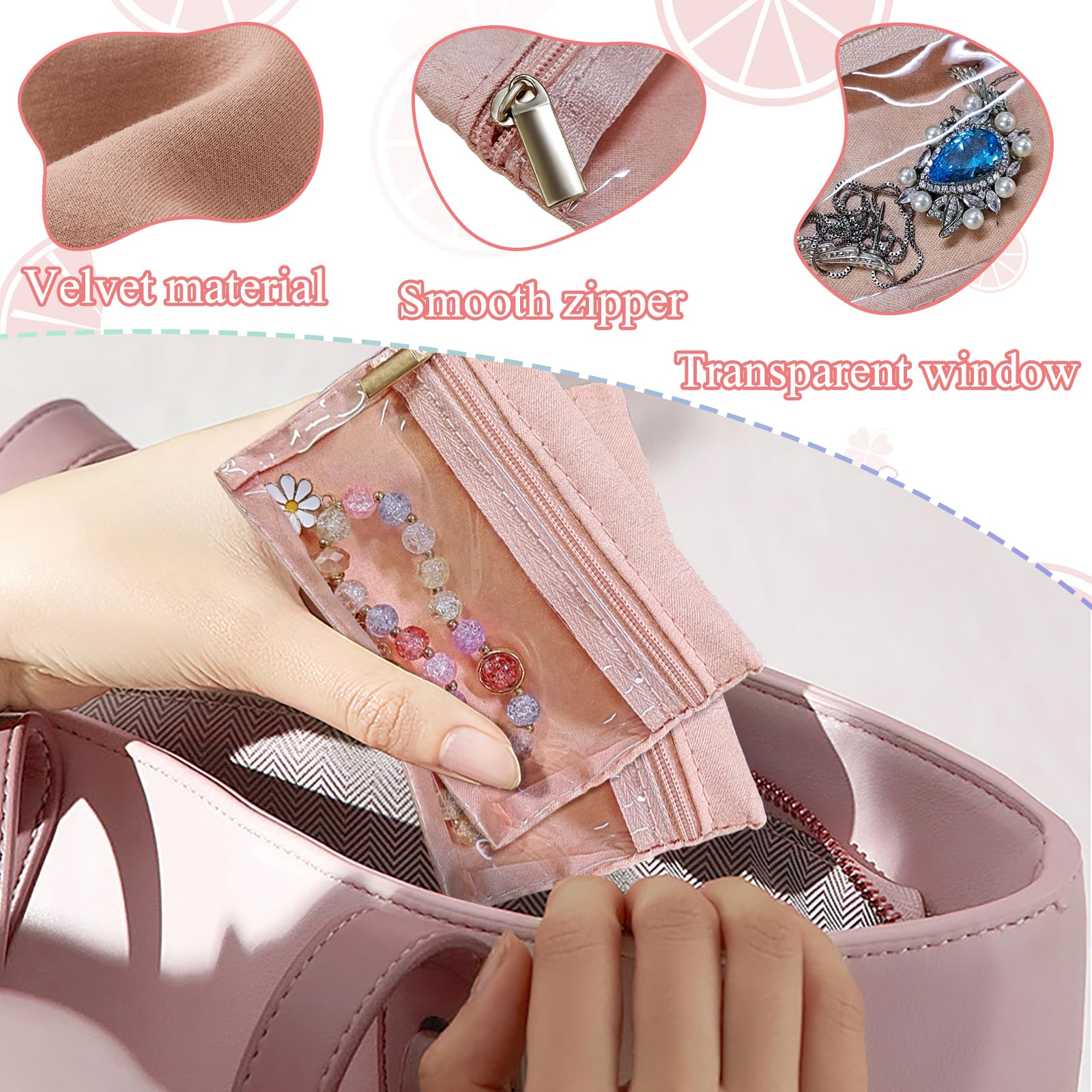 Arricraft 6 Mini Schmuckbeutel Schwarz - PU Leder Täschchen Mit Druckknopf