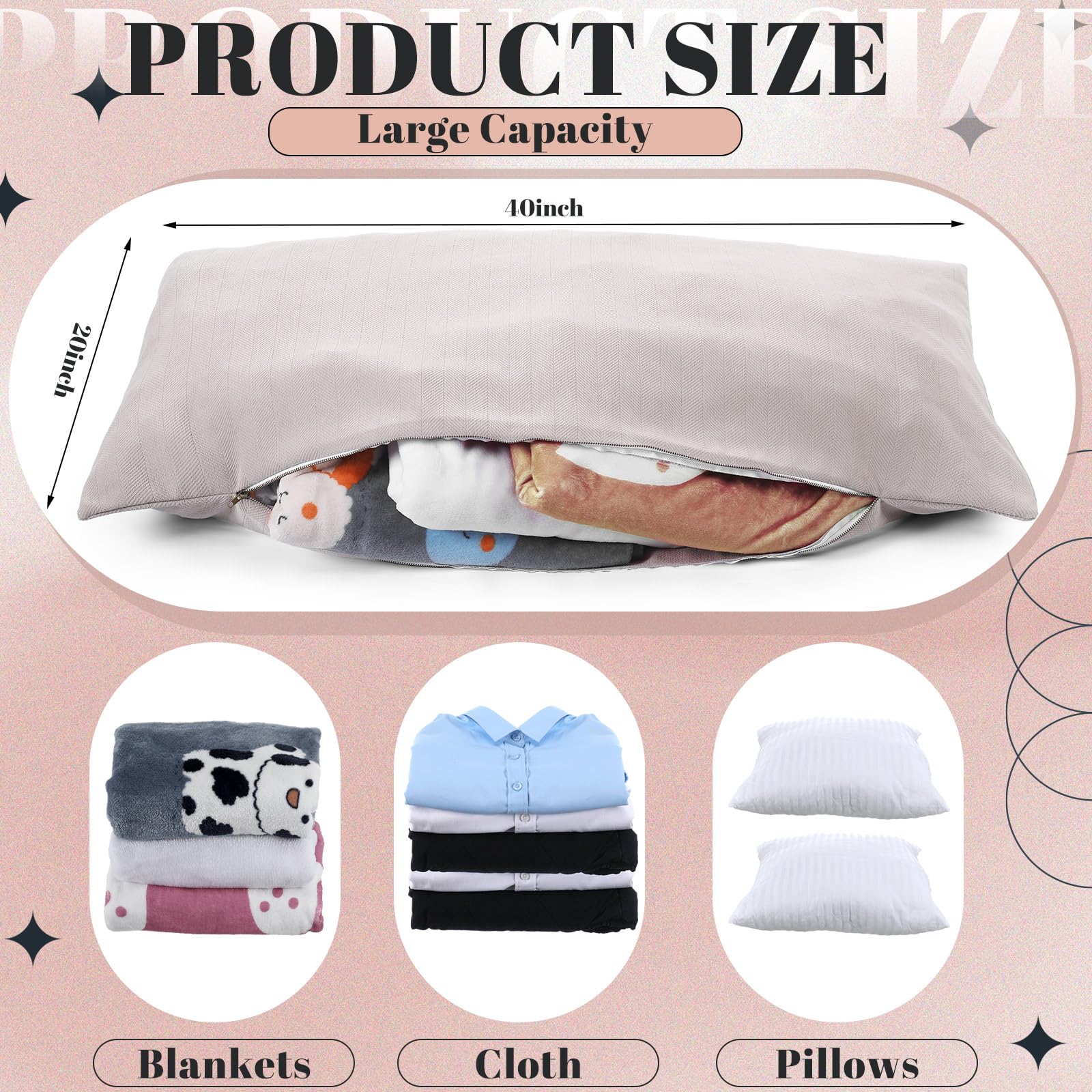 Hahafelt XL Zippered Storage Pillowcase 40'' x 20'' Chenille Couch Pillow Cases with Metal Zipper RV Accessories Decorative Throw Pillow Covers for Couch Sofa Bed Home Decor(Light Brown)