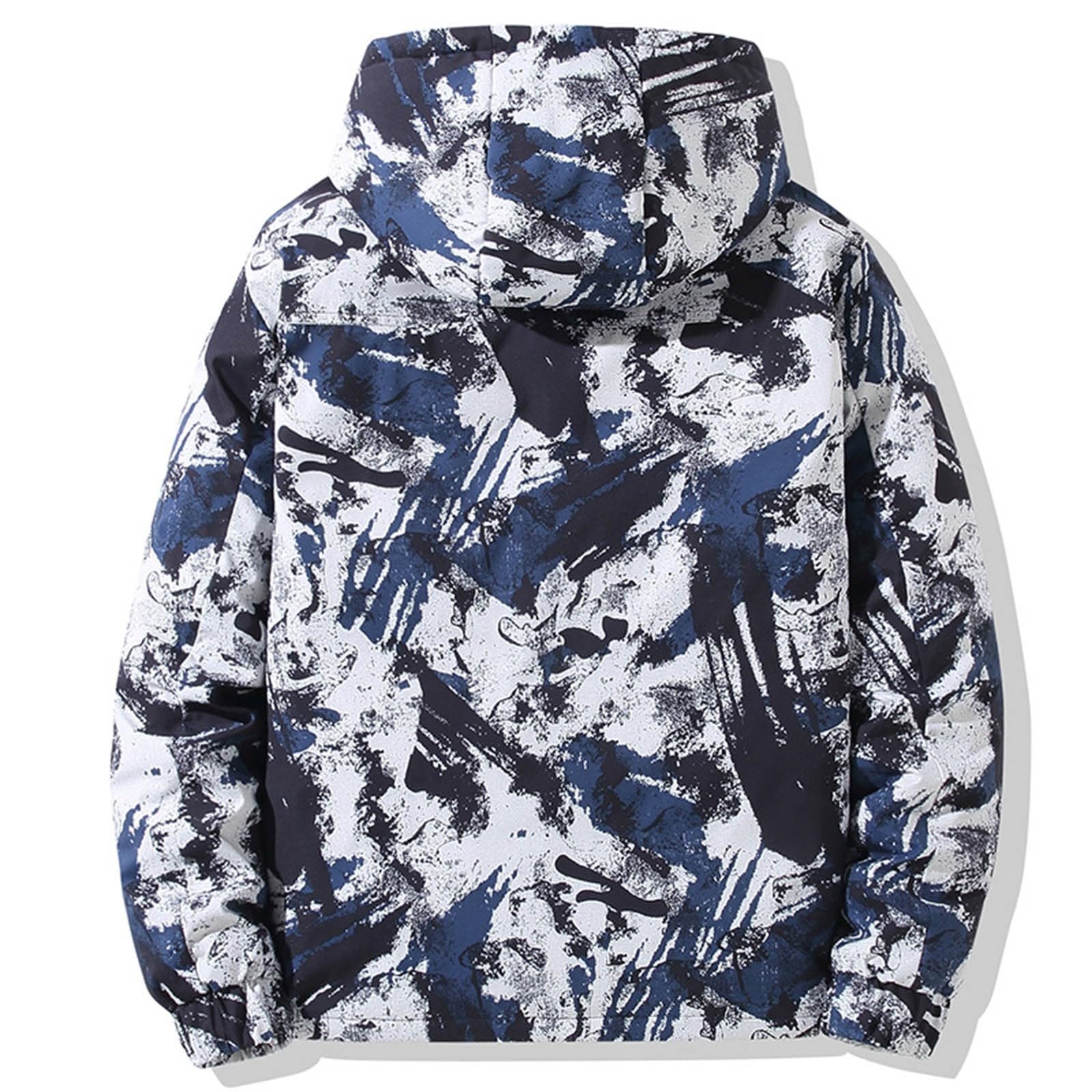 Generisch Giacca trapuntata mimetica leggera da uomo, giacca con cappuccio, calda giacca da mezza stagione, giacca invernale con cappuccio, piumino da snowboard, giacca mimetica, traspirante