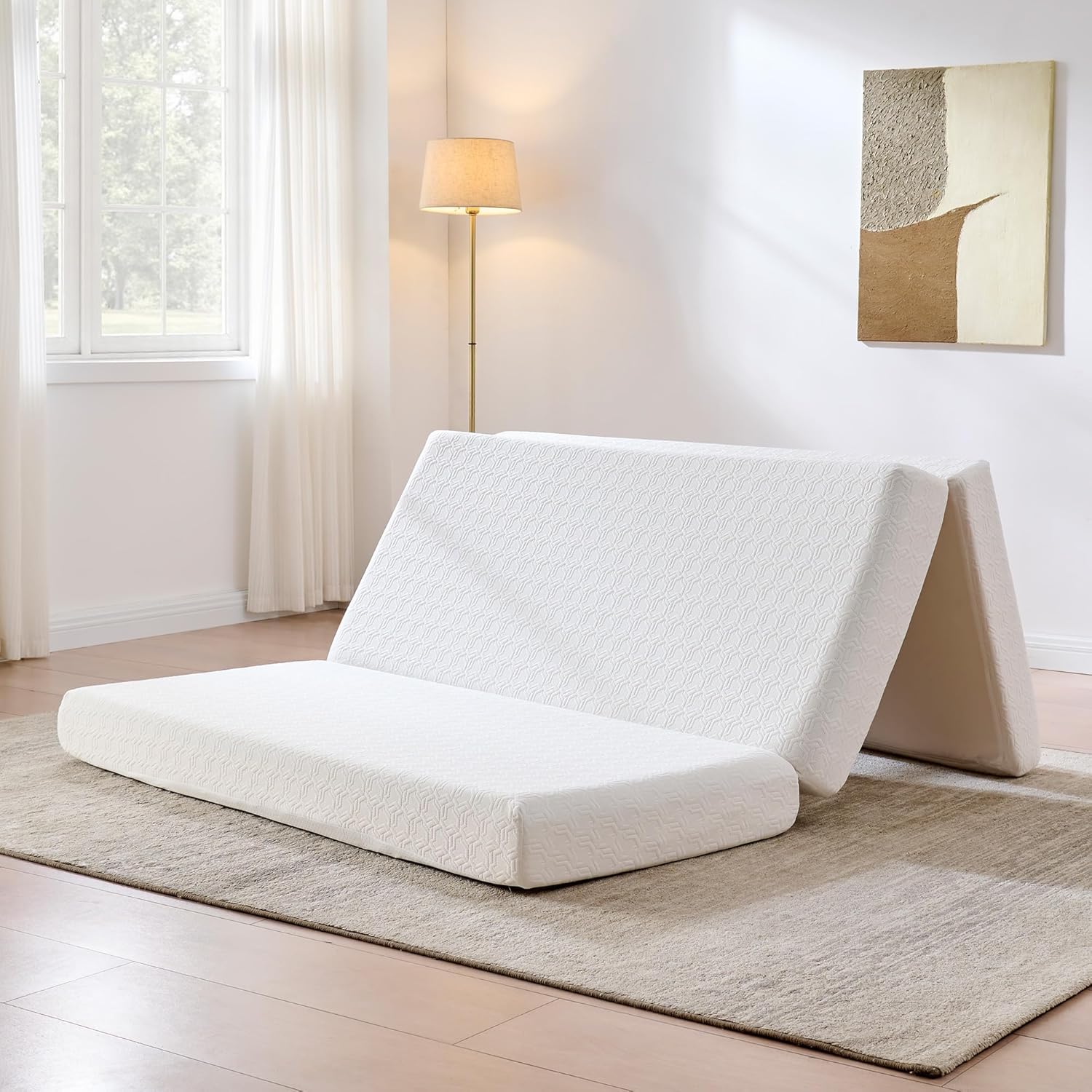 AMERLIFE 6-Inch Queen Tri-Fold Memory Foam Mattress: Space-Saving Guest Bed for Small Homes and Murphy Beds