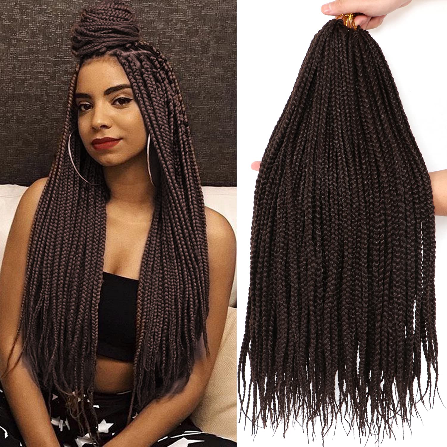 Goddess Box Braids Crochet Hair Prelooped High Temperature Fiber