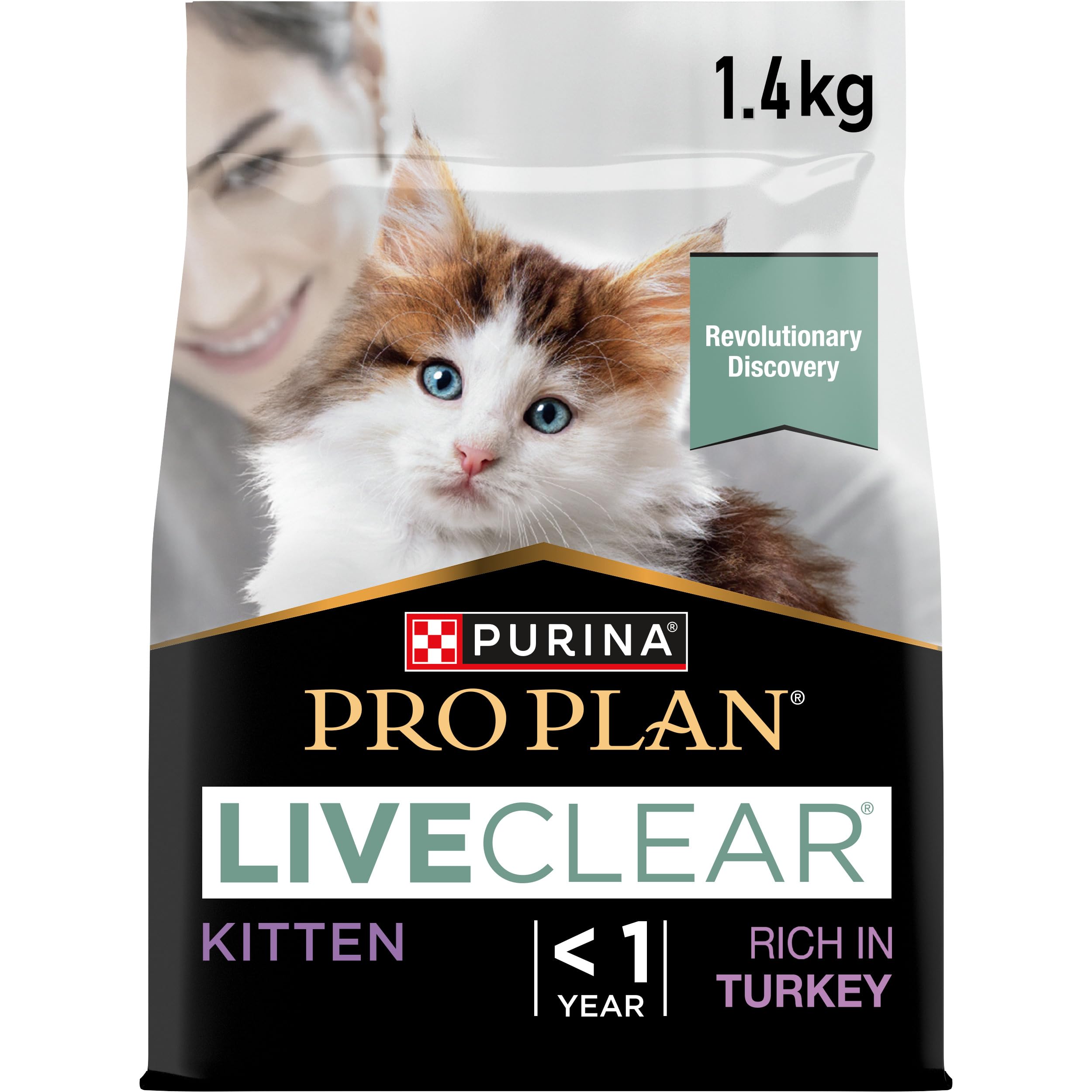 Pro Plan LIVECLEAR KITTEN, Katzenfutter trocken, reich an Truthahn, 6er Pack (6 x 1,4kg)