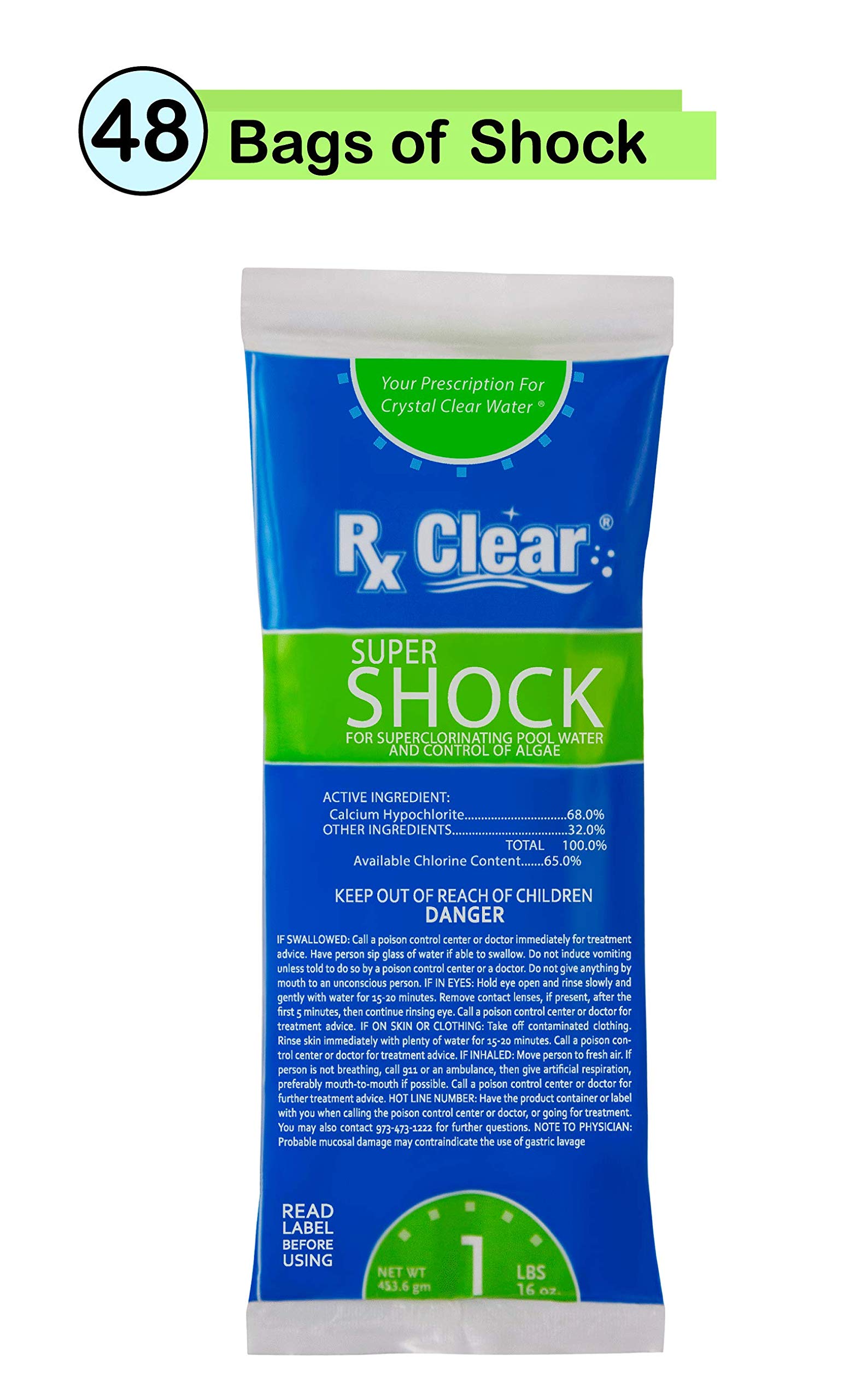 Rx Clear Super Shock for Swimming Pools Chlorinator and Algaecide