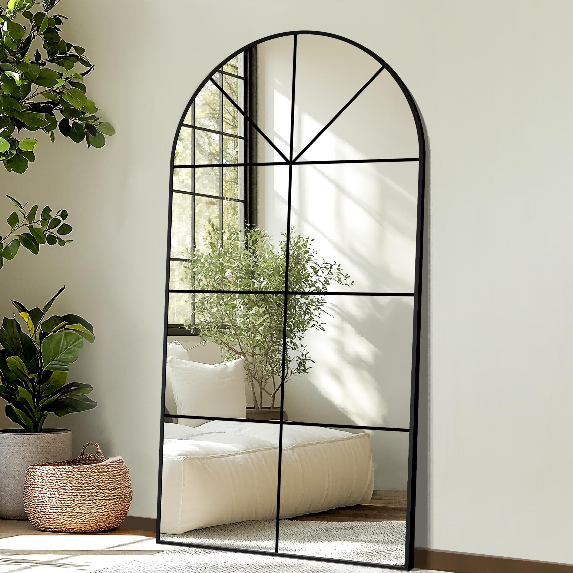 Wall Mirror,Full Length Floor, Window Pane for Living Room Decor, Decorative Wall Art, Large Wall for Bedroom, Hallway, Living Room Arch-27"X55"