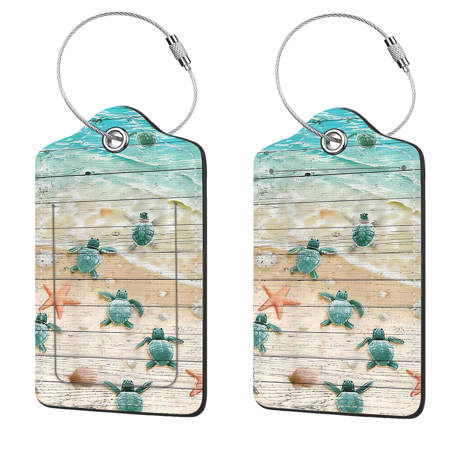 2 Pcs Luggage Tags for Suitcase, Cute Unique PU Leather Travel Bag Tag with Privacy Cover ID Label Address Card and Durable Metal Ring Suitable for