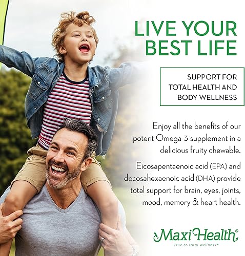 Miniatura 3 de Maxi Health Omega Yums 1000 - Apto para niños, sabor afrutado, 110 cápsulas de cápsula blanda, Kosher