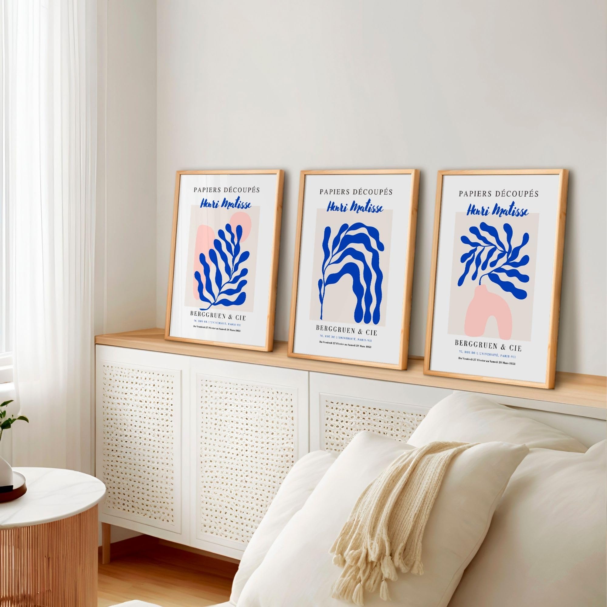 ARTINSPIRIO Lot de 3 posters Matisse bleu rose – Tableaux muraux botaniques
