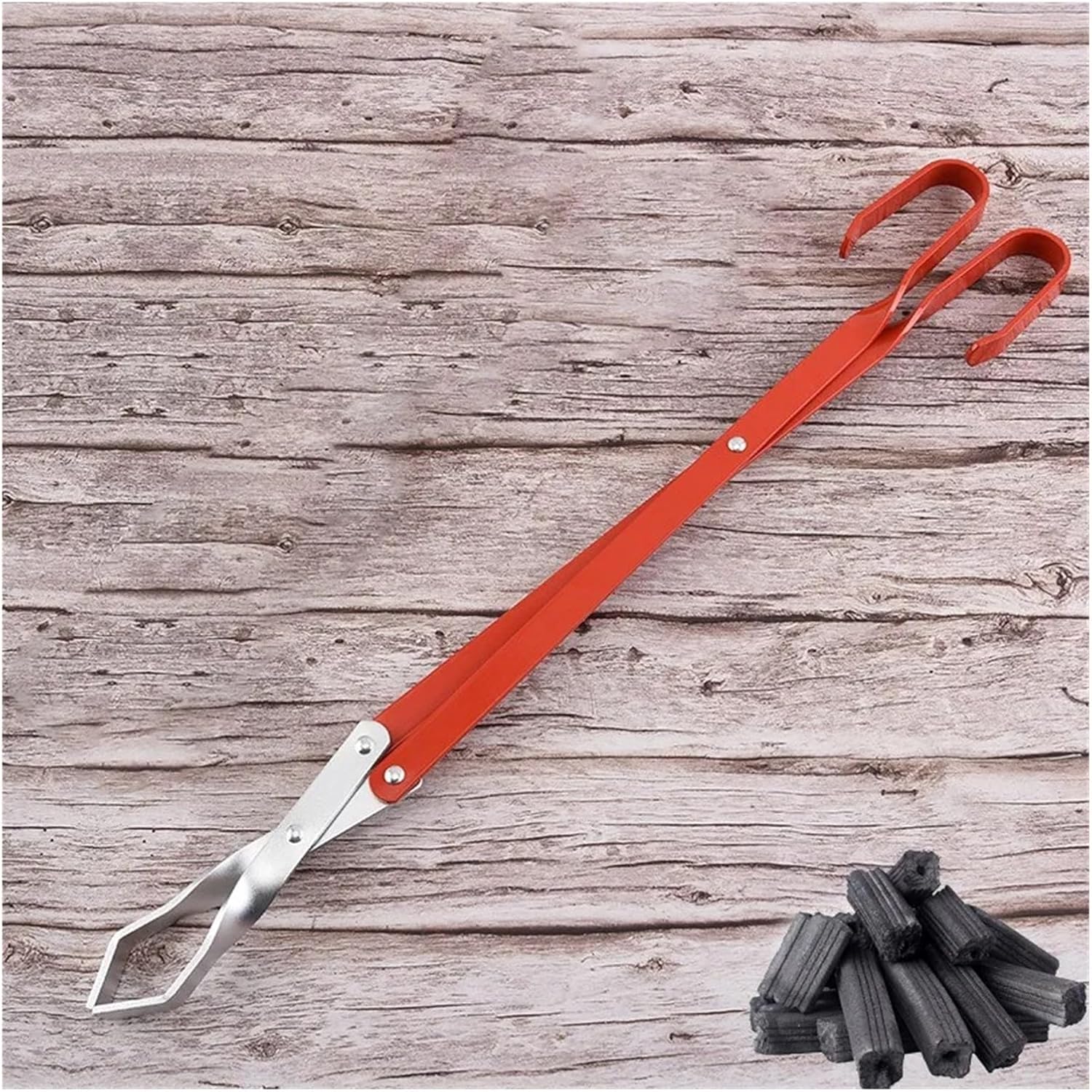 BBQ Charcoal Tong Barbecue Carbon Clamp Aluminum Plier Grilled Food Clip Portable Tongs Accessories Tool 50.8Cm for Fire Pit Bonfire Campfire Outdoor Indoor
