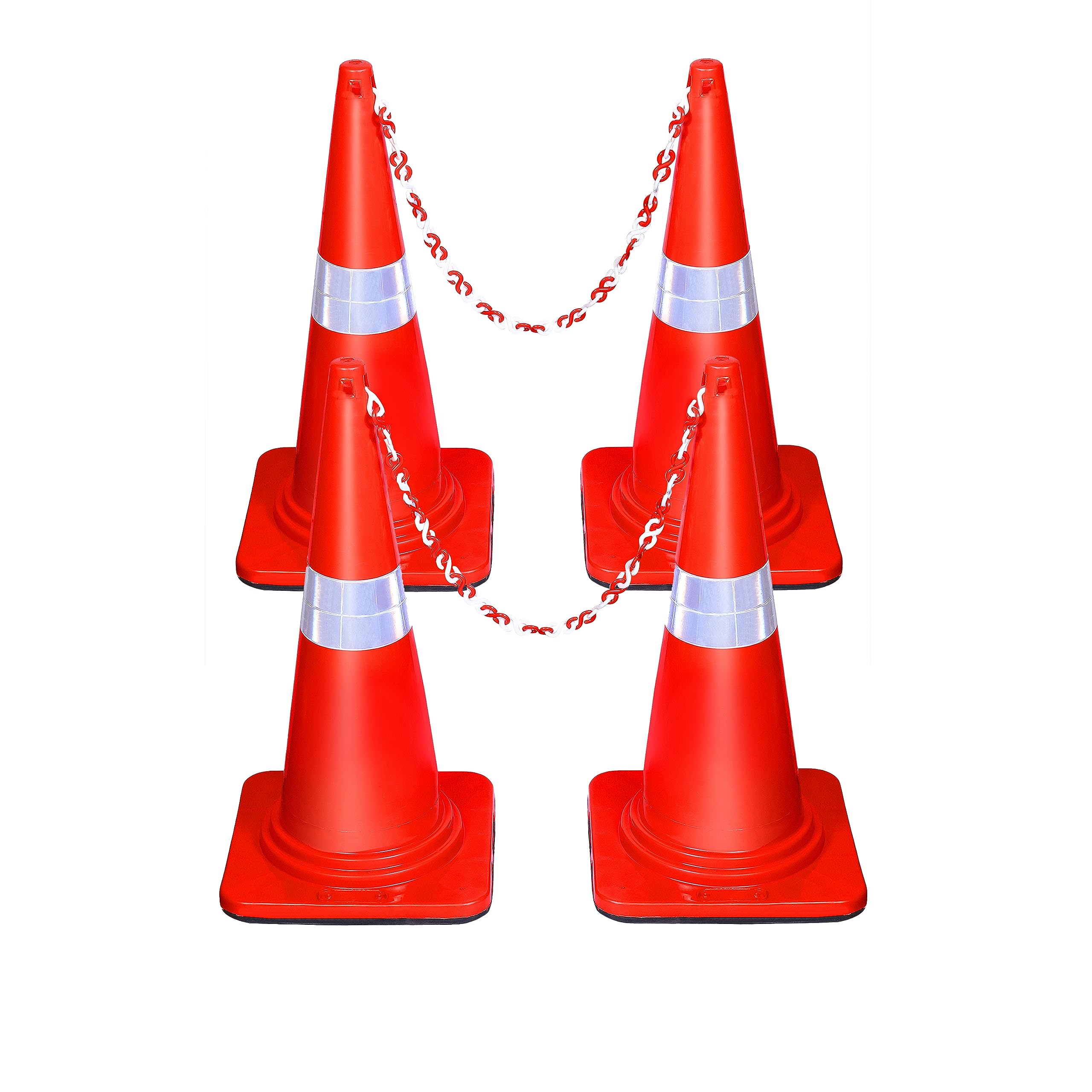 ABS INDUSTRY Safety Cones Injection Moulded 4 Cones 3.5 kg with 4 Meters S Hook Safety Chain Multipurpose PVC Plastic Traffic Safety Cone With Heavy Rubber Base and Highly Visible Reflective Collar (B0CG2F8JHK) Amazon Price History, Amazon Price Tracker