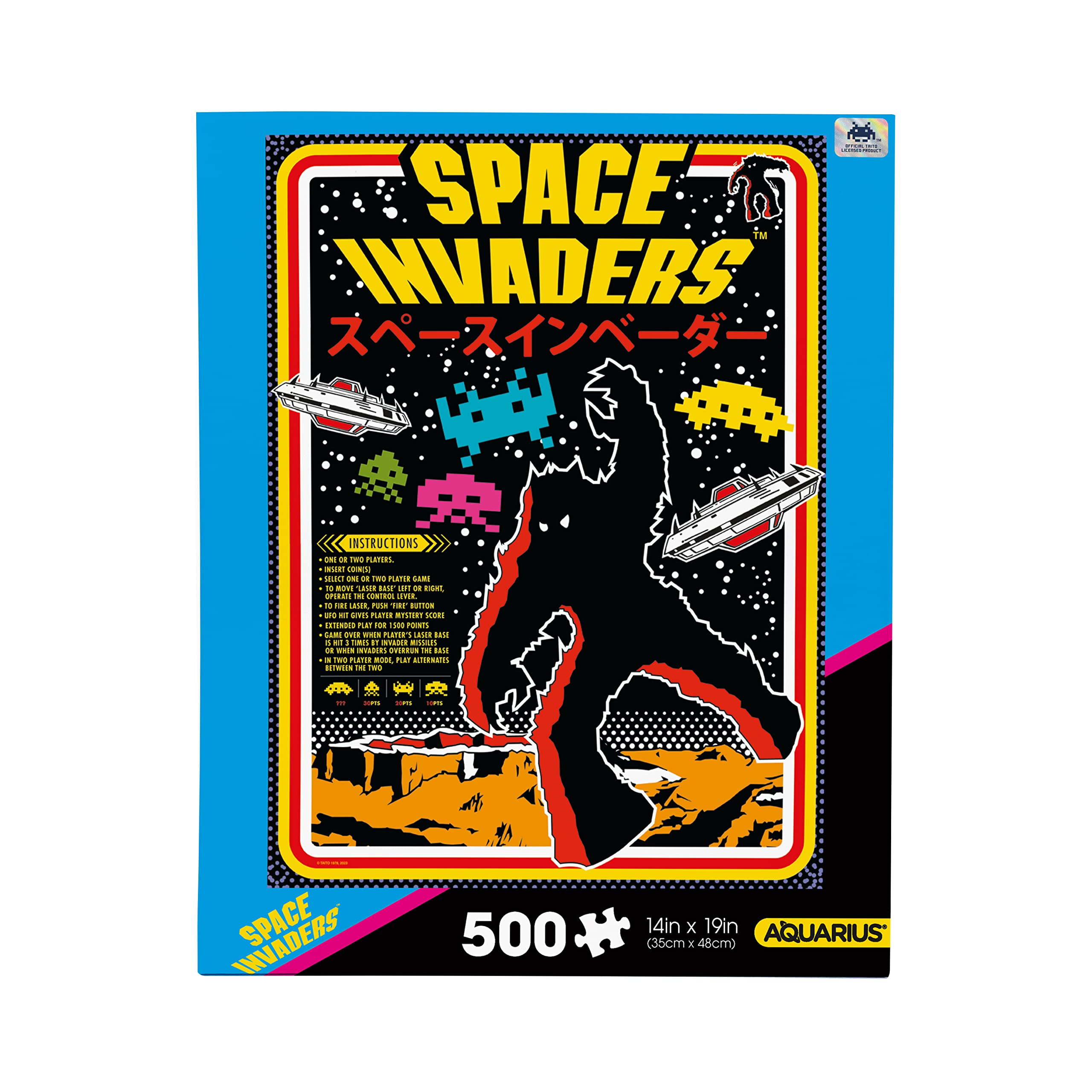AQUARIUS Space Invaders Puzzle (500 Piece Jigsaw Puzzle) - Glare Free - Precision Fit - Virtually No Puzzle Dust - Officially Licensed Space Invaders Collectibles-14x19 in