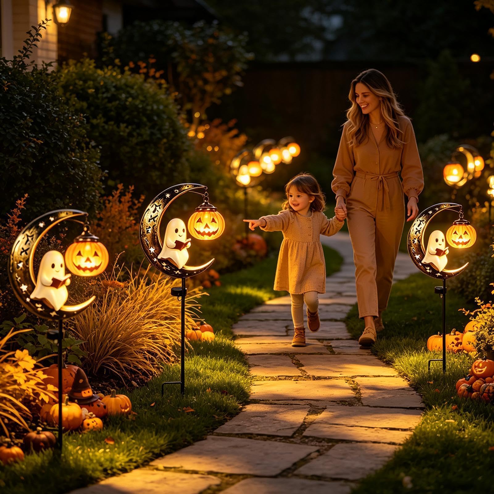Halloween Solar Garten Steckleuchte Dekorative Metall-Wegeleuchten | Garten Kürbis Dekorationen Für Hof, Terrasse, , Gehweg, Außenbereich, Rasen, Innenhof, Pfad, Wasserlandschaft,