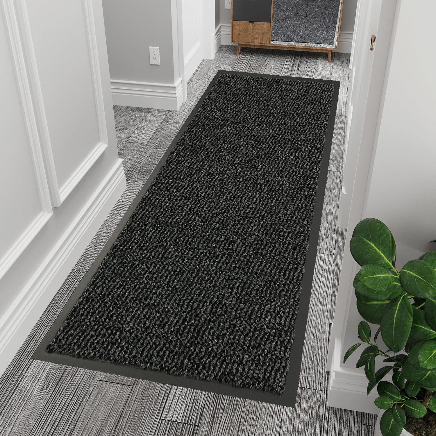 Hallway Runner Grey Rug - Non Slip Runner Rug for Kitchen, Stair & Doorway - Washable Rubber Backed Carpet Runner - Durable Indoor Floor mats for Home, Kitchen Non Slip