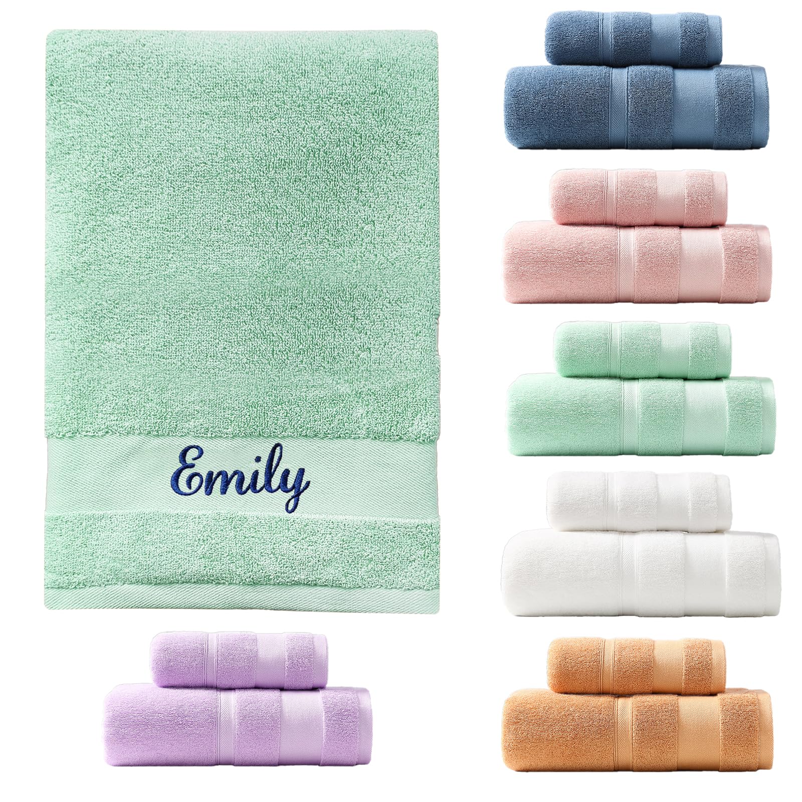SWETHT Personalised Embroidered Towel with Custom Name - Luxury Soft Hand Towel | Bath Sheet for Baby, Kids & Adults | Unique Wedding, Birthday Gift Idea 100% Cotton