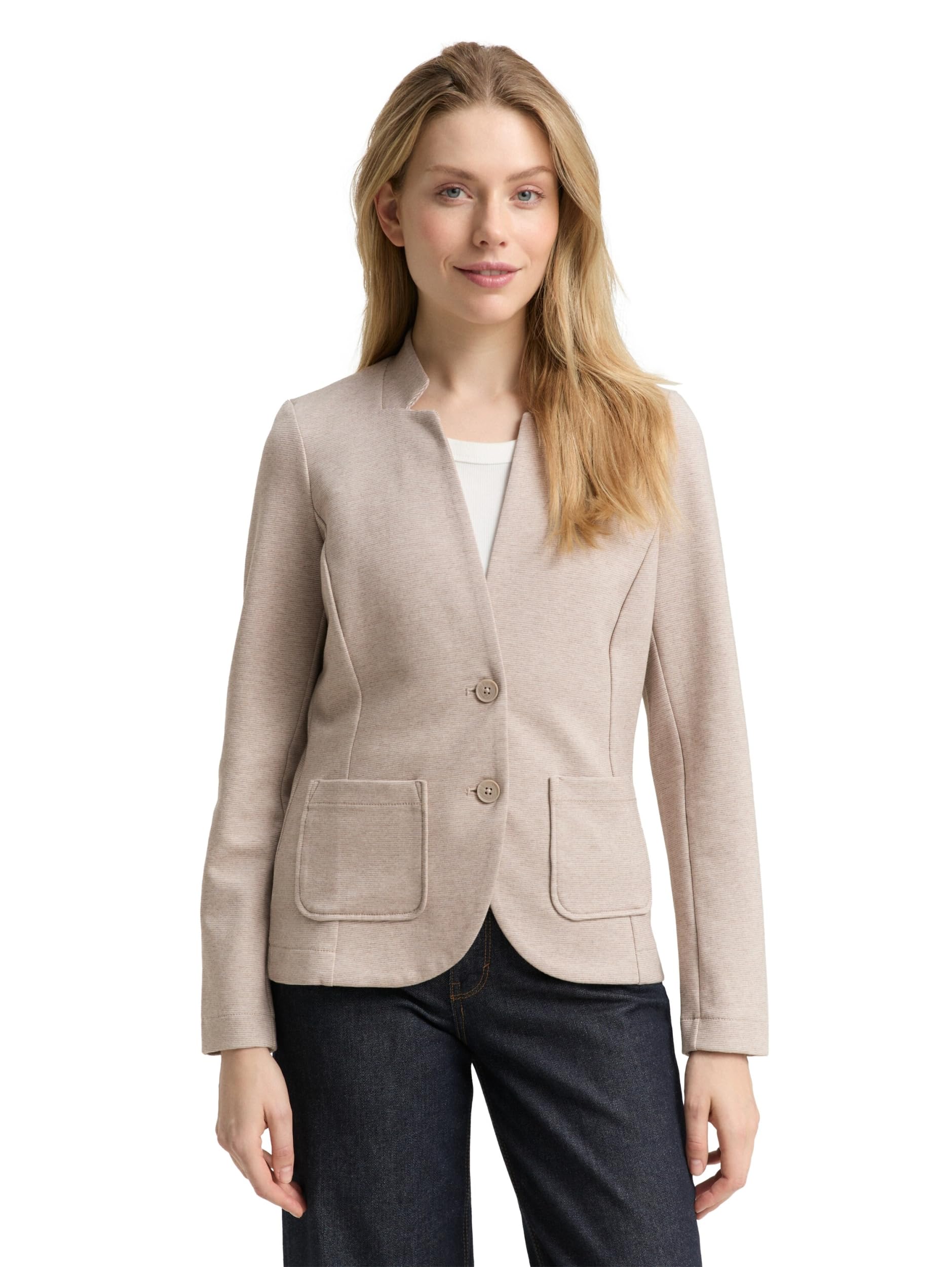 TOM TAILOR Damska marynarka, 38330 - Soft Taupe Melange, L