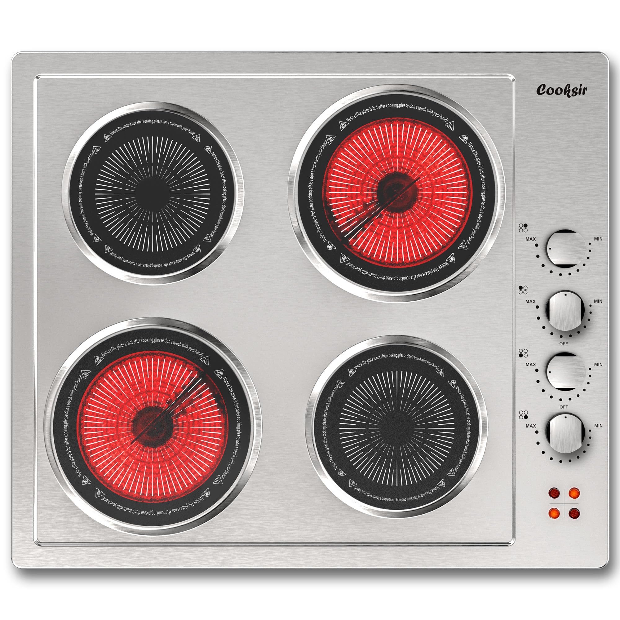 Cooksir Electric Cooktop 4 Burner 24 Inch Stainless Steel Electric Stove Top