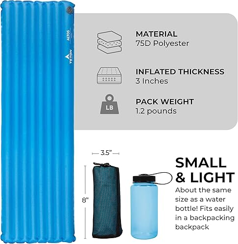 Miniatura 3 de Teton - Colchoneta de dormir autoinflable, colchoneta compacta para acampar, mochileros y senderismo.