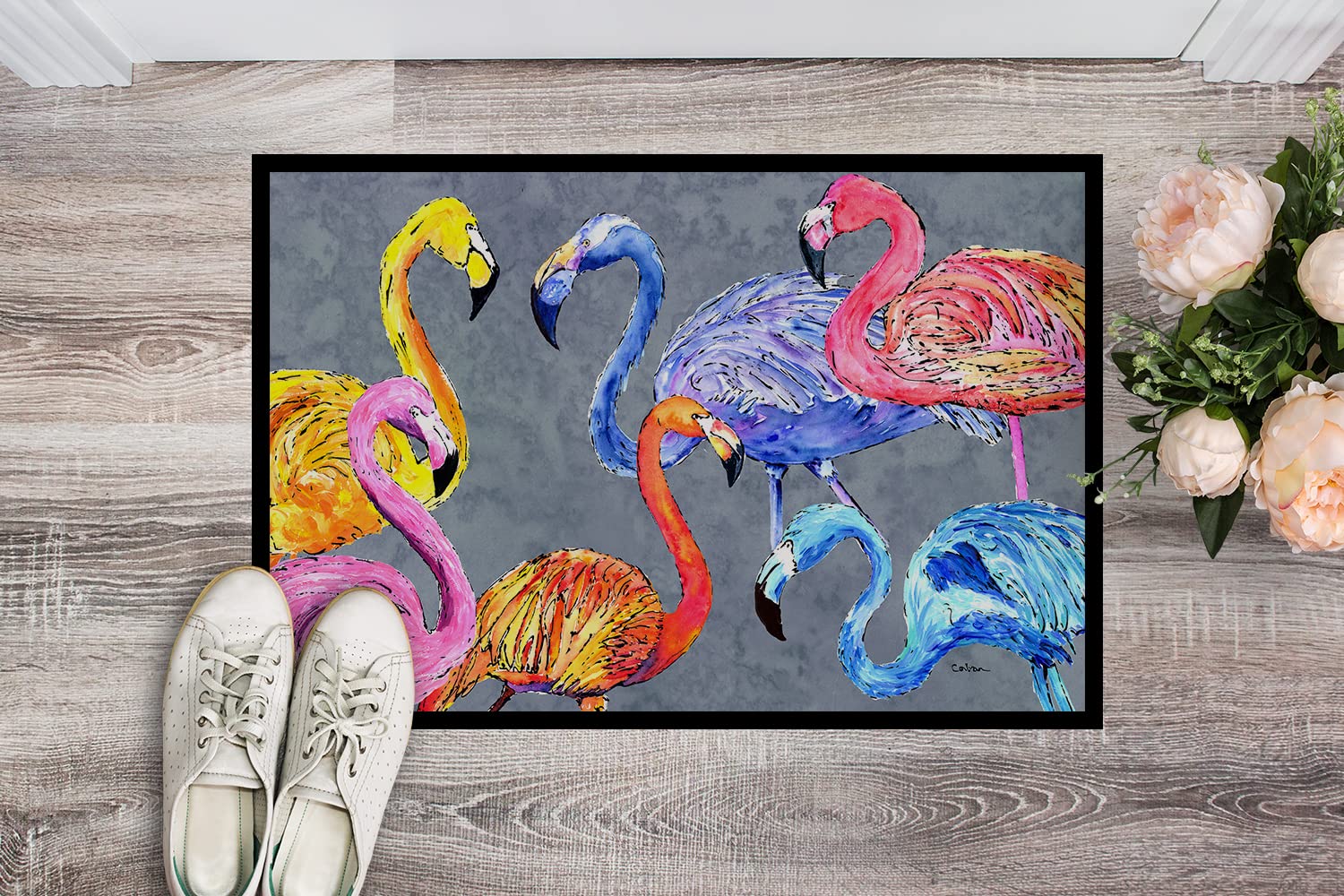 Caroline's Treasures Flamingo Six Senses - Zerbino per interni ed esterni, 61 x 91,4 cm, multicolore