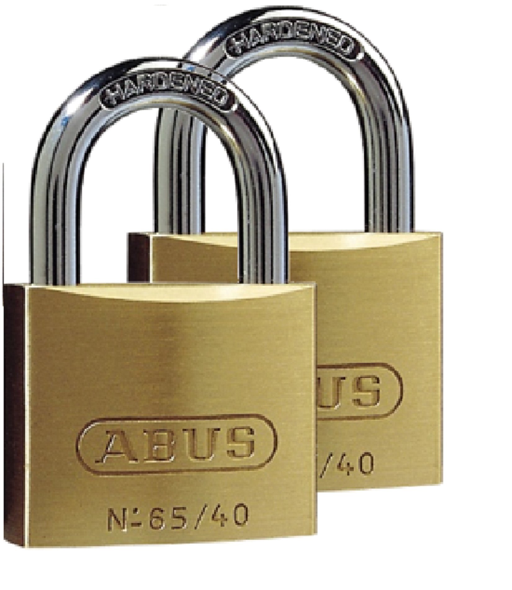ABUS Vorhängeschloss Messing 65/40 - 2er Set, gleichschließend - Kellerschloss, Spindschloss u. v. m.- Messing-Schlosskörper - gehärteter Stahlbügel - ABUS-Sicherheitslevel 5 | Massiver Messing-Schlosskörper, gehärteter Stahlbügel mit NANO PROTECT, Sicher