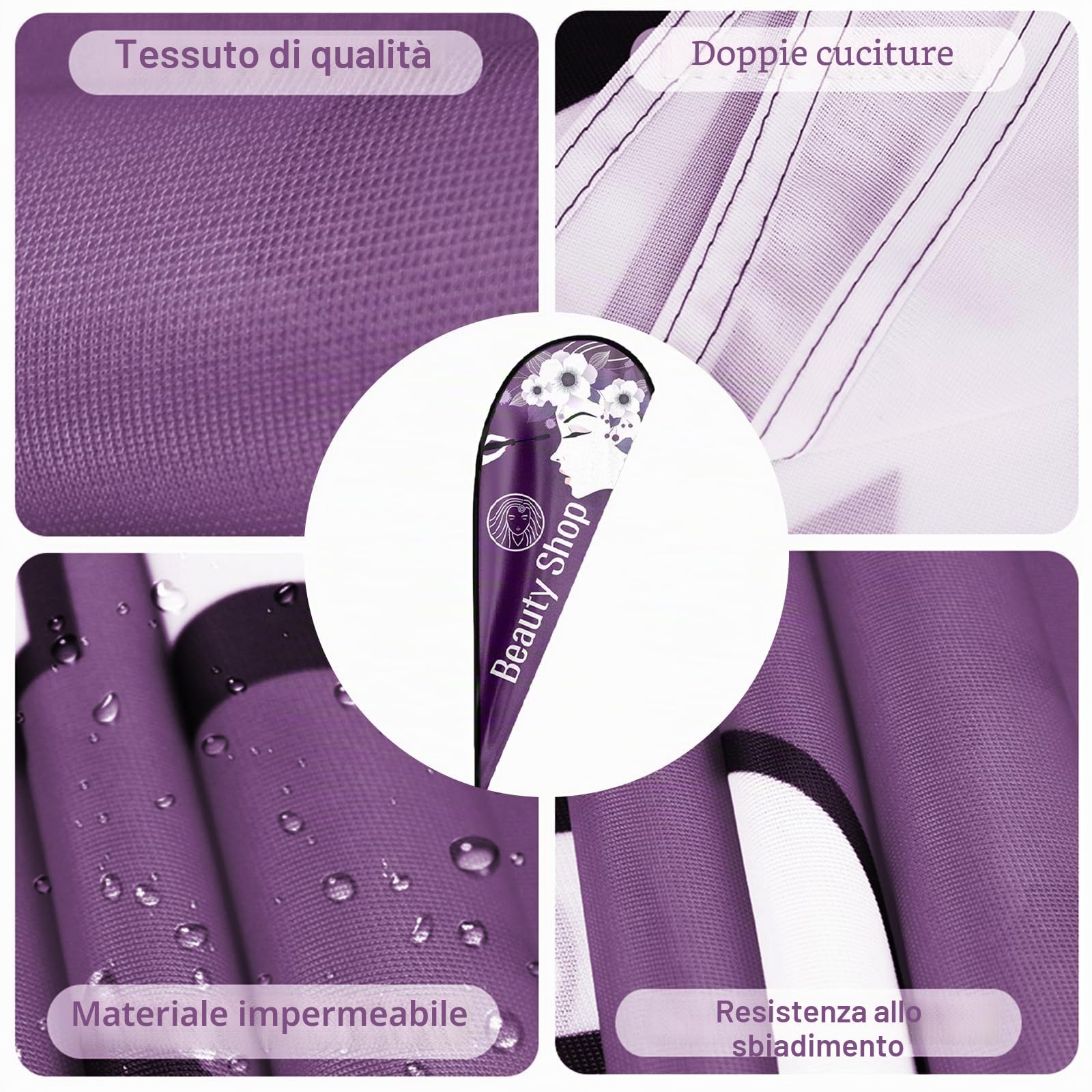 Bandiera pubblicitaria personalizzata a forma di goccia con kit post, palo da pavimento, bandiera piuma personalizzata per la stampa del proprio logo/immagine/testo per attività interna e