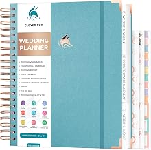 Clever Fox Wedding Planner – Notebook Organizer for Bride – Wedding Planning Binder Book with Pockets – Engagements Gift, 10x11″ (Aquamarine)