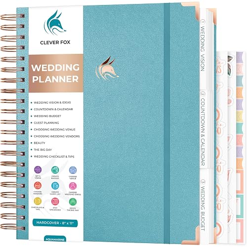 Clever Fox Wedding Planner Book & Organizer Binder Book, Aquamarine