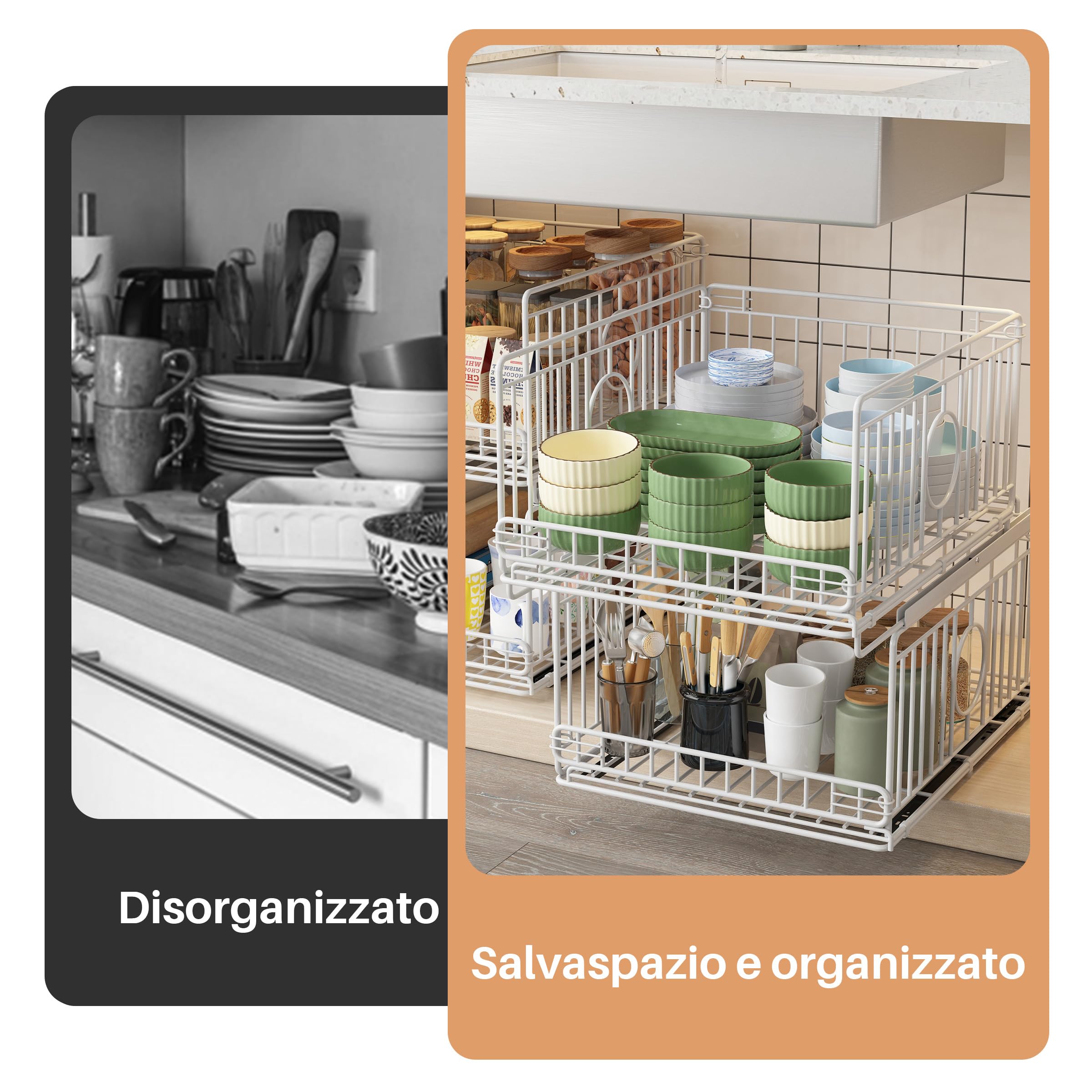 4 Pezzi Organizer per Armadio, Contenitori Impilabili | Organizer per Armadio Senza Fori, Organizer Estraibile, Cassetti per Armadio, Bianco