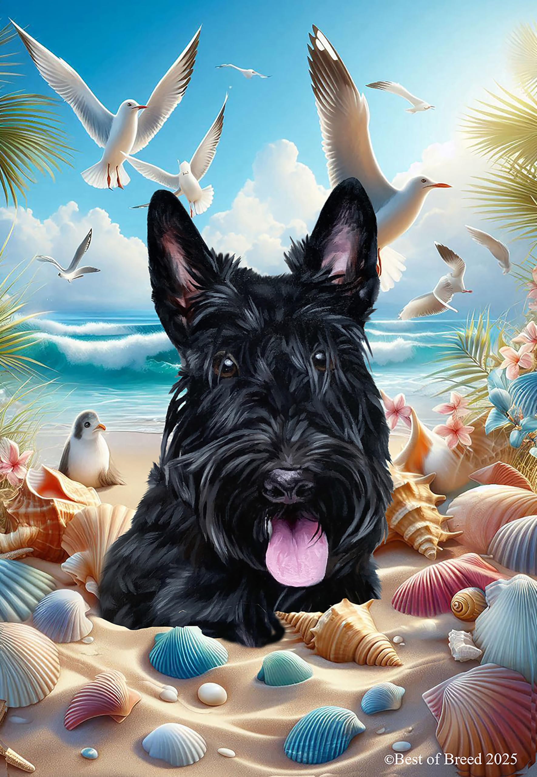 Scottish Terrier - Best of Breed Summer Beach Outdoor Garden Flag 12" x 17" Mailbox Flag Dog Flag