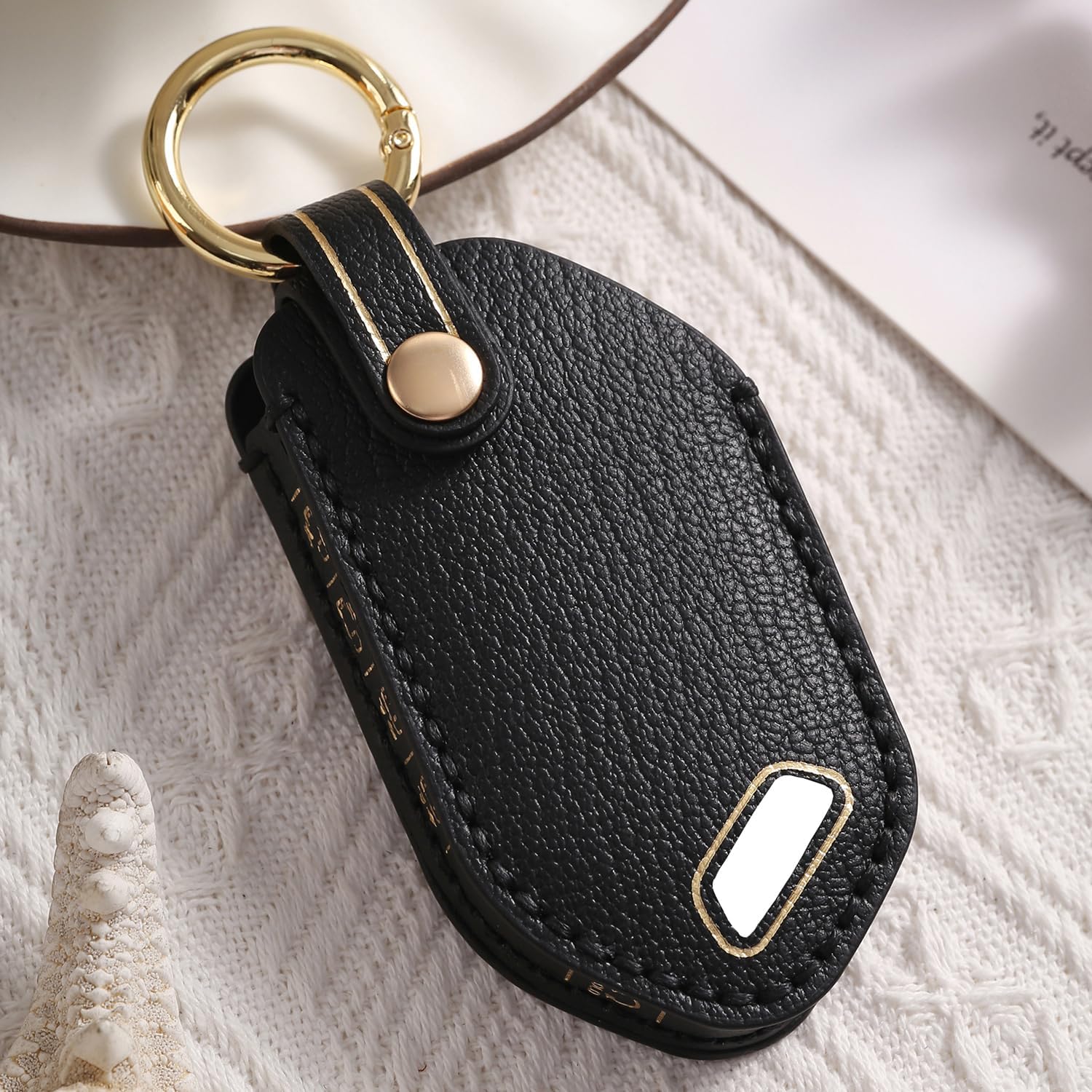 Premium Leather 7-Button Key Fob Cover Case for Kia Carnival 2025, for KIA Telluride 2023 2024 2025, for Kia Sorento 2024 2025, for KIA K4 K5 2025 2026 Key Fob Holder (Black)