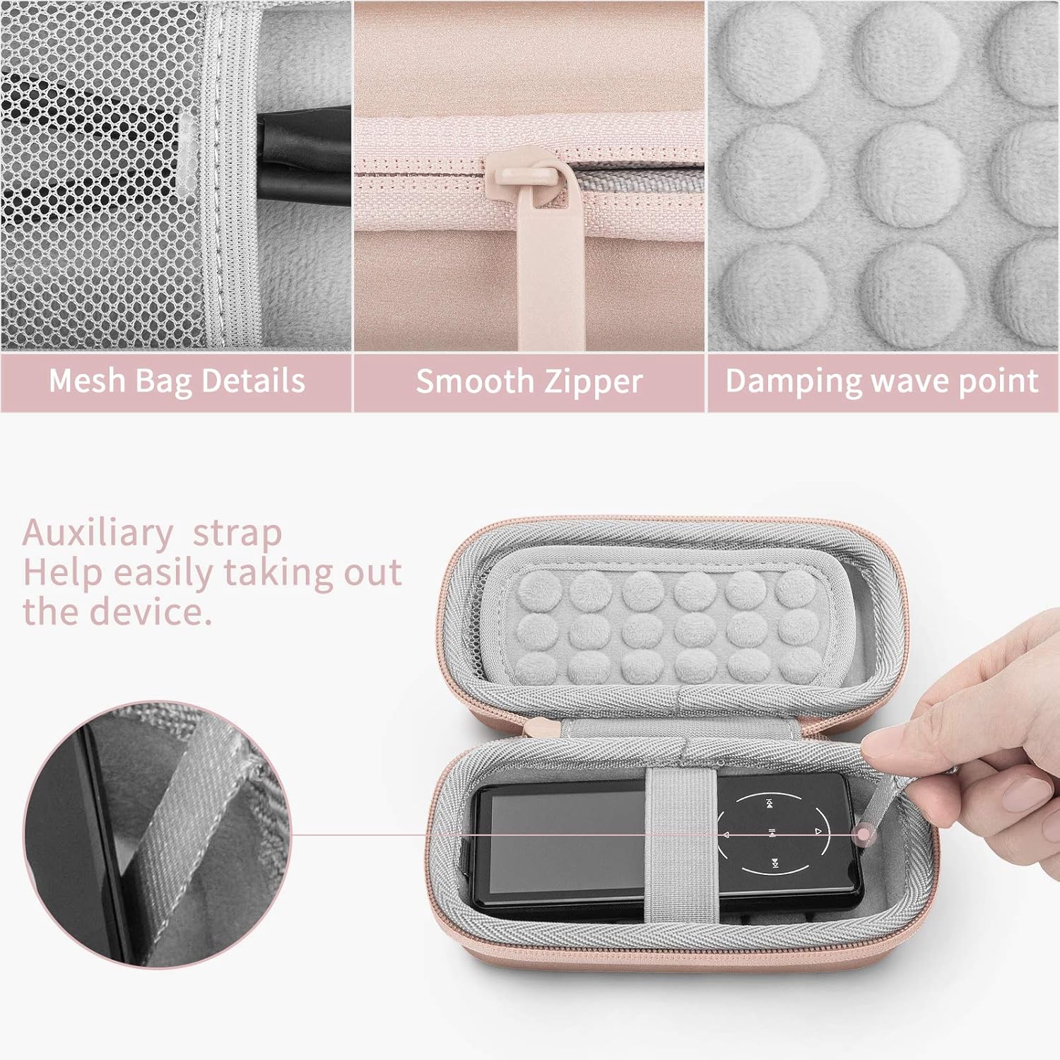 YINKE Case for Soulcker/Aiworth/EVIDA/Mibao 4.2 / dyzeryk/Xidehuy/MYMAHDI/Hotechs Mp3 Player, Travel Case Protective Cover Storage Bag (Rose Gold) : Electronics