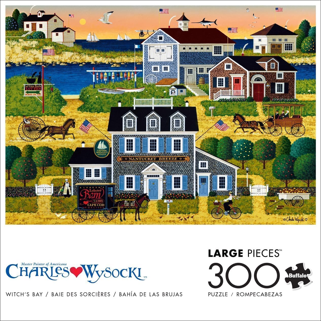 Buffalo Games - Charles Wysocki - Witch's Bay - 300 Piece Jigsaw Puzzle for Adults -Challenging Puzzle Perfect for Game Nights - Finished Size is 21.25 x 15.00