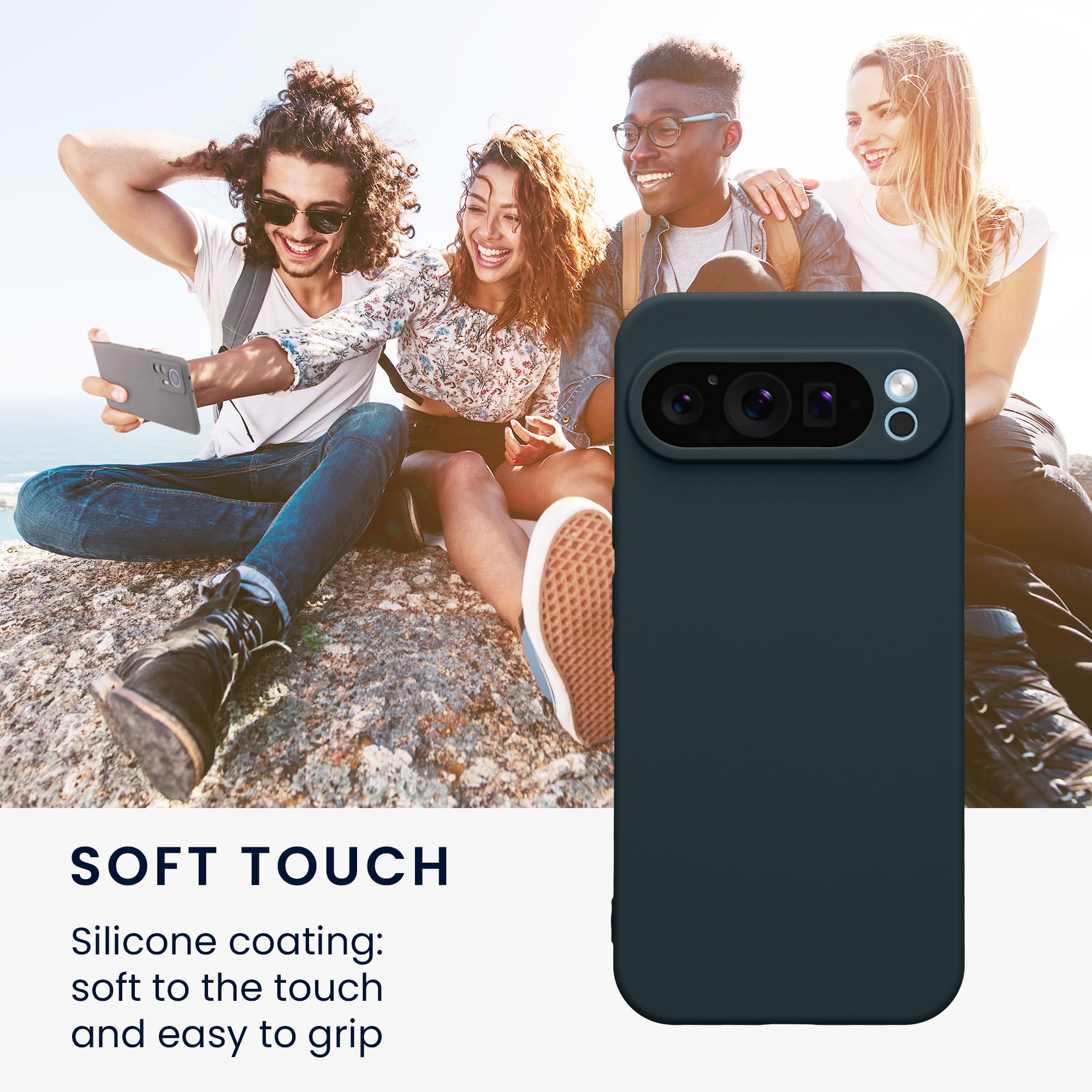 kwmobile Case for Google Pixel 9 Pro XL Case - Protective Slim TPU Phone Cover - Soft Matte Finish - Dark Slate - Image 4