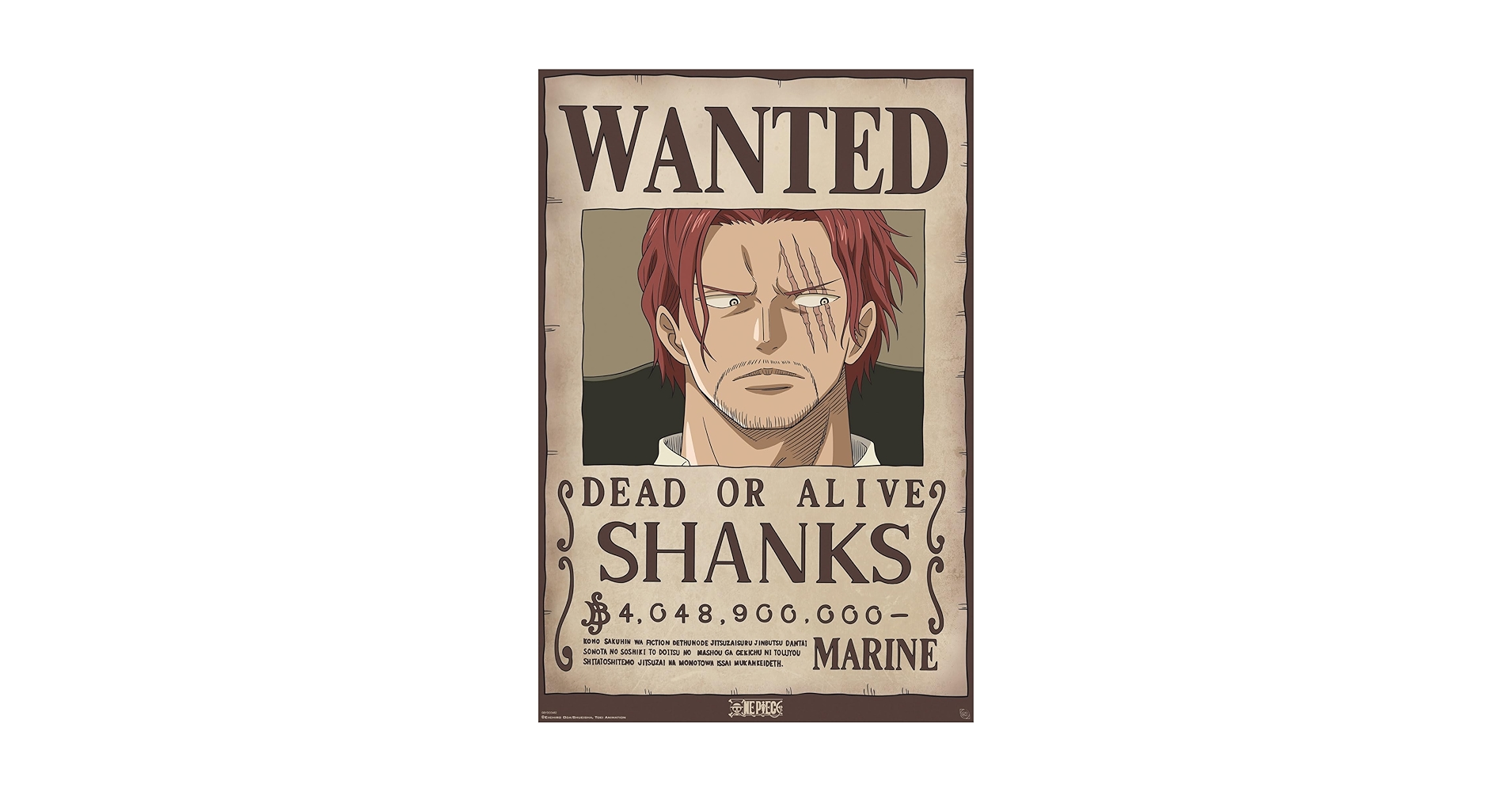 Amazon.com: ABYSTYLE One Piece Poster Wanted Shanks Multi