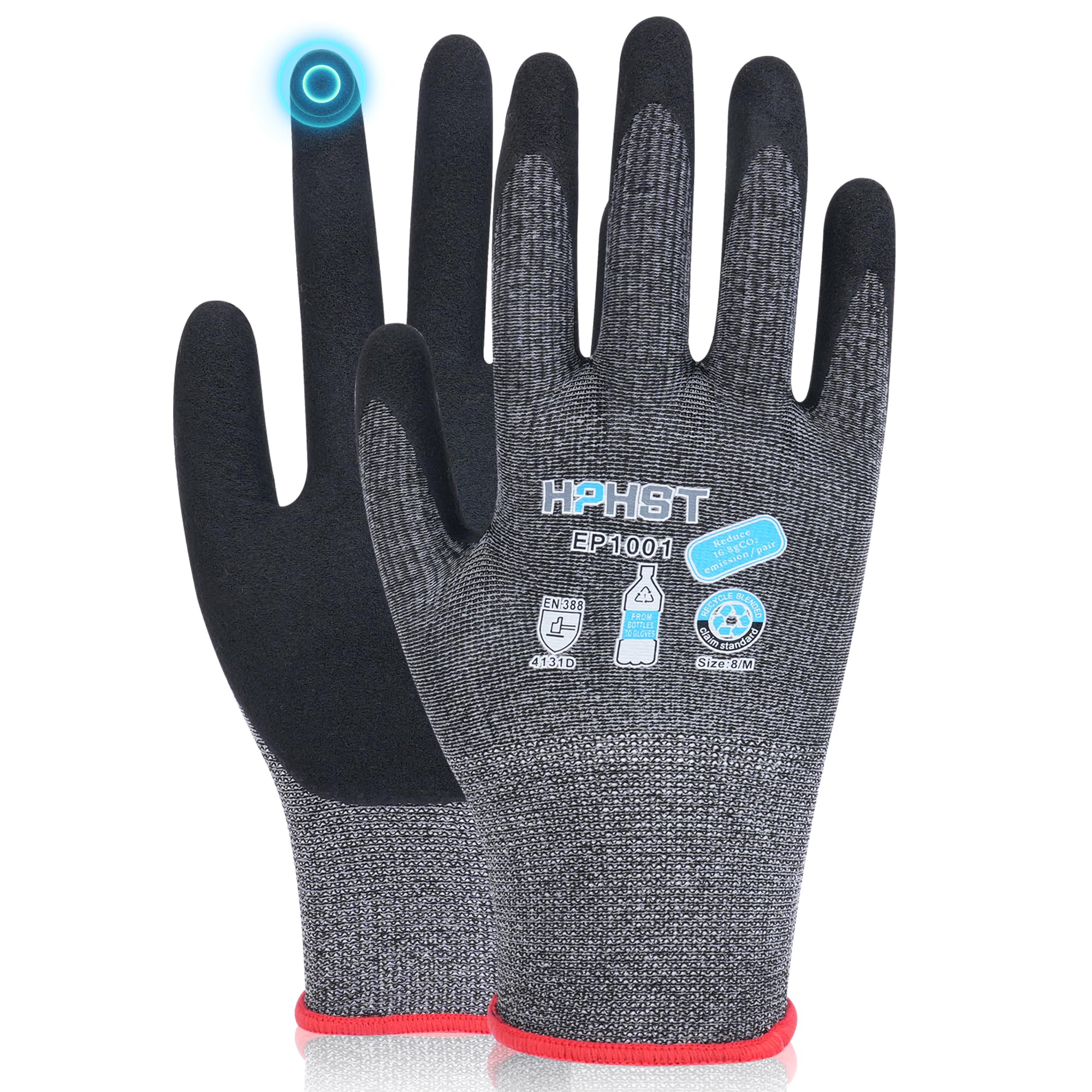 HPHST Work Gloves for Women, Eco Friendly Safety Work Gloves with Breathable Rubber Coated, Smart Touch,3 Pairs