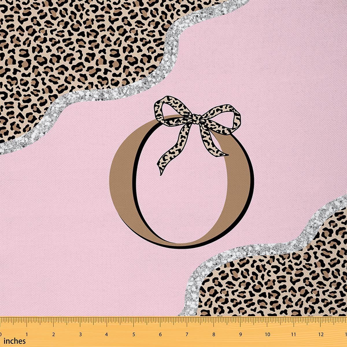 Brown Leopard Drucken Stoff 276x150cm Glitter Diamond Stoff Meterware Anfangs Letter O Stoffe zum nähen Gepard DekorPolsterstoff Dekostoff Wasserdicht